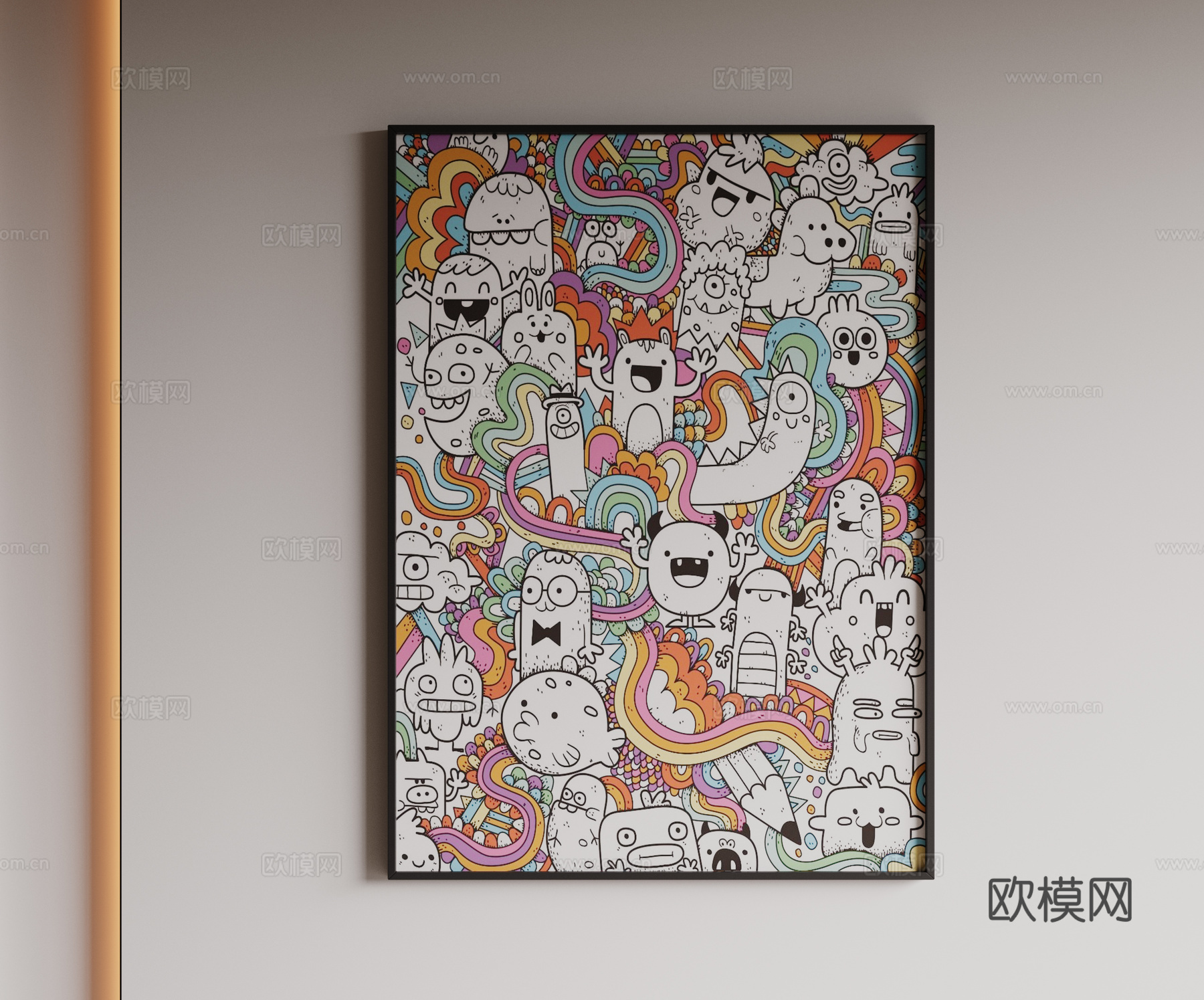 现代极简装饰画 侘寂中古风挂画 奶油风装饰画 意式挂画 黑白su模型