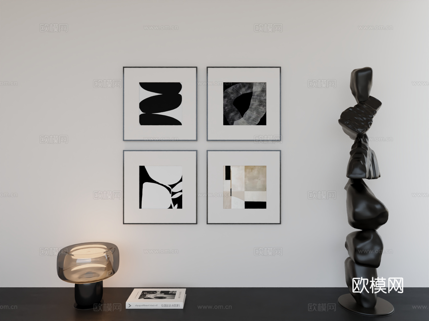 现代简约挂画极简阵列挂画3d模型