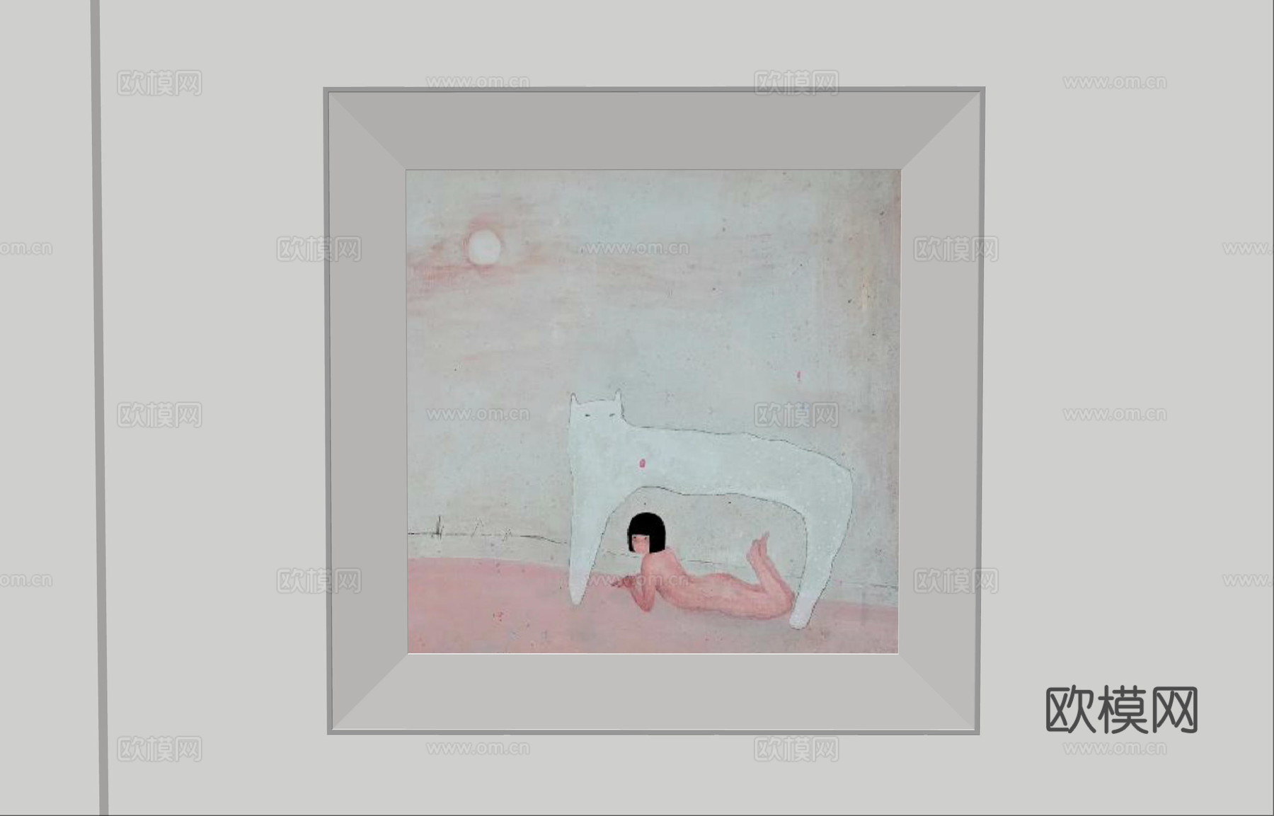现代极简装饰画 侘寂中古风挂画 奶油风装饰画 意式挂画 黑白su模型