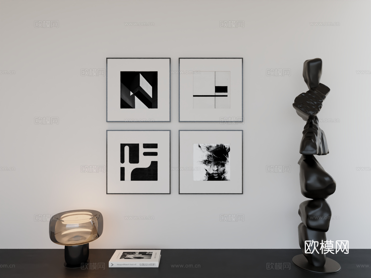 现代简约挂画极简阵列挂画3d模型