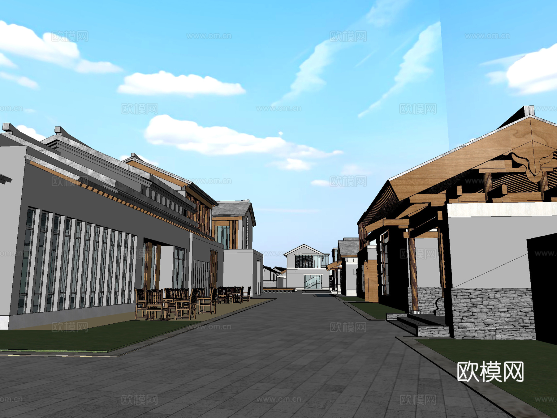 古建 小镇 商业街 中式建筑3d模型