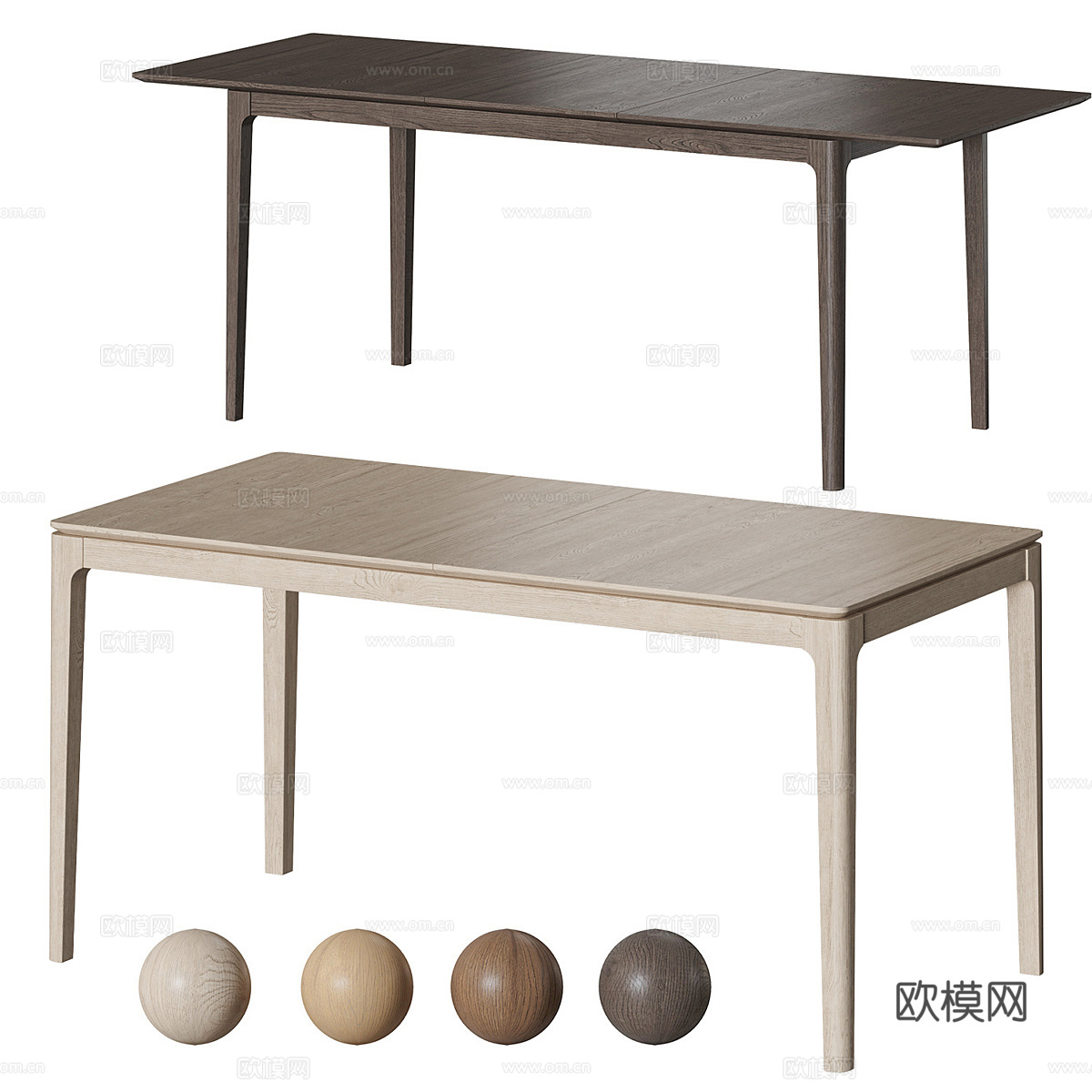 现代极简实木餐桌3d模型