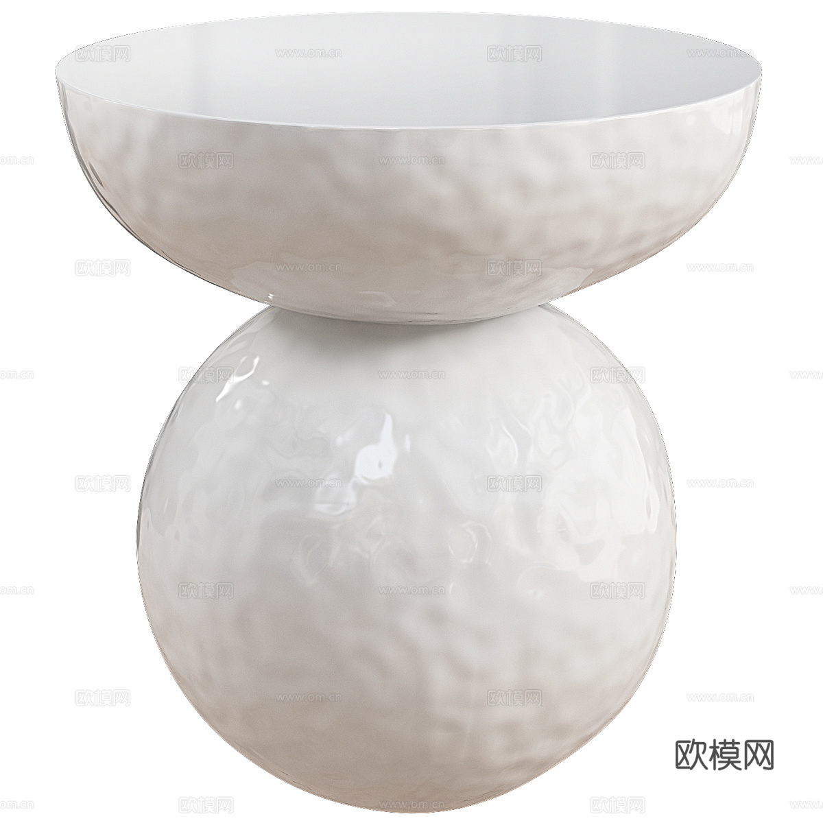 现代奶油风亚克力圆边几3d模型