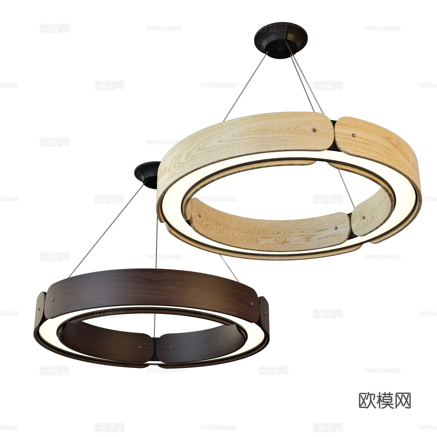 现代意式木质装饰吊灯3d模型