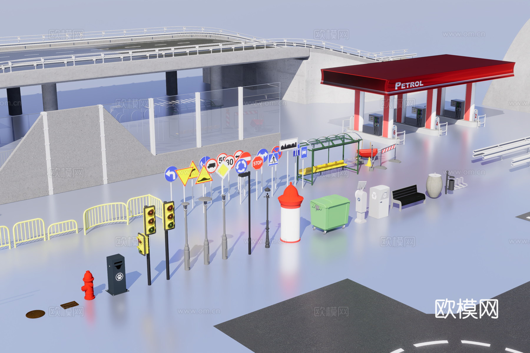 城市道路交通配件3d模型