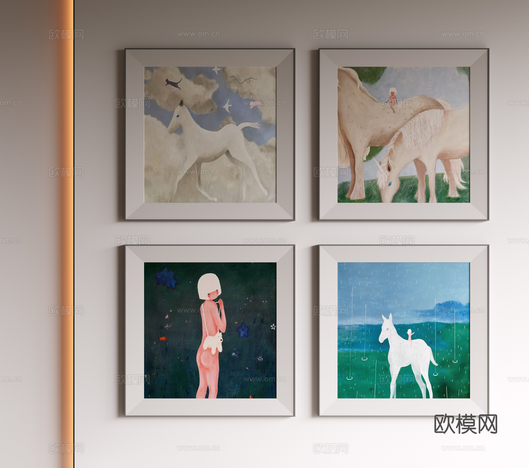 现代极简装饰画 侘寂中古风挂画 奶油风装饰画 意式挂画 黑白3d模型