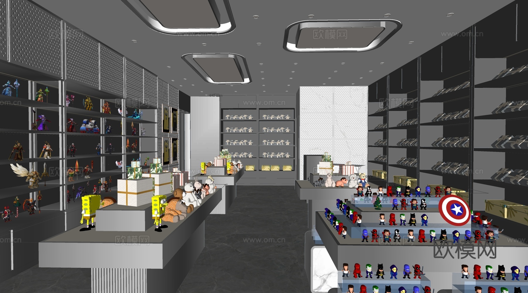 现代玩具店 潮玩店 手办 礼品店su模型