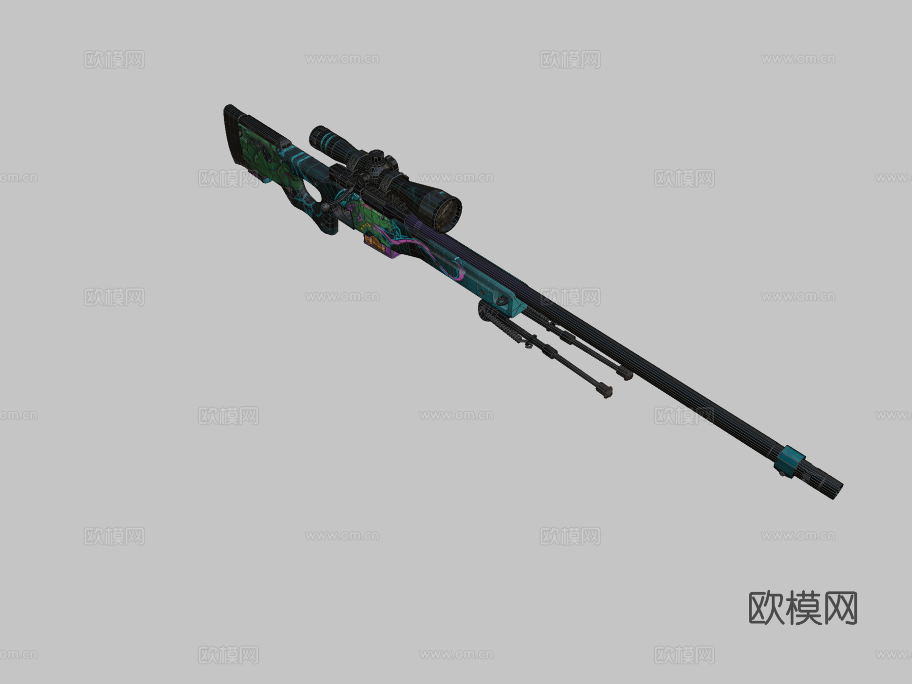 AWP-=致命毒刺=皮肤3d模型