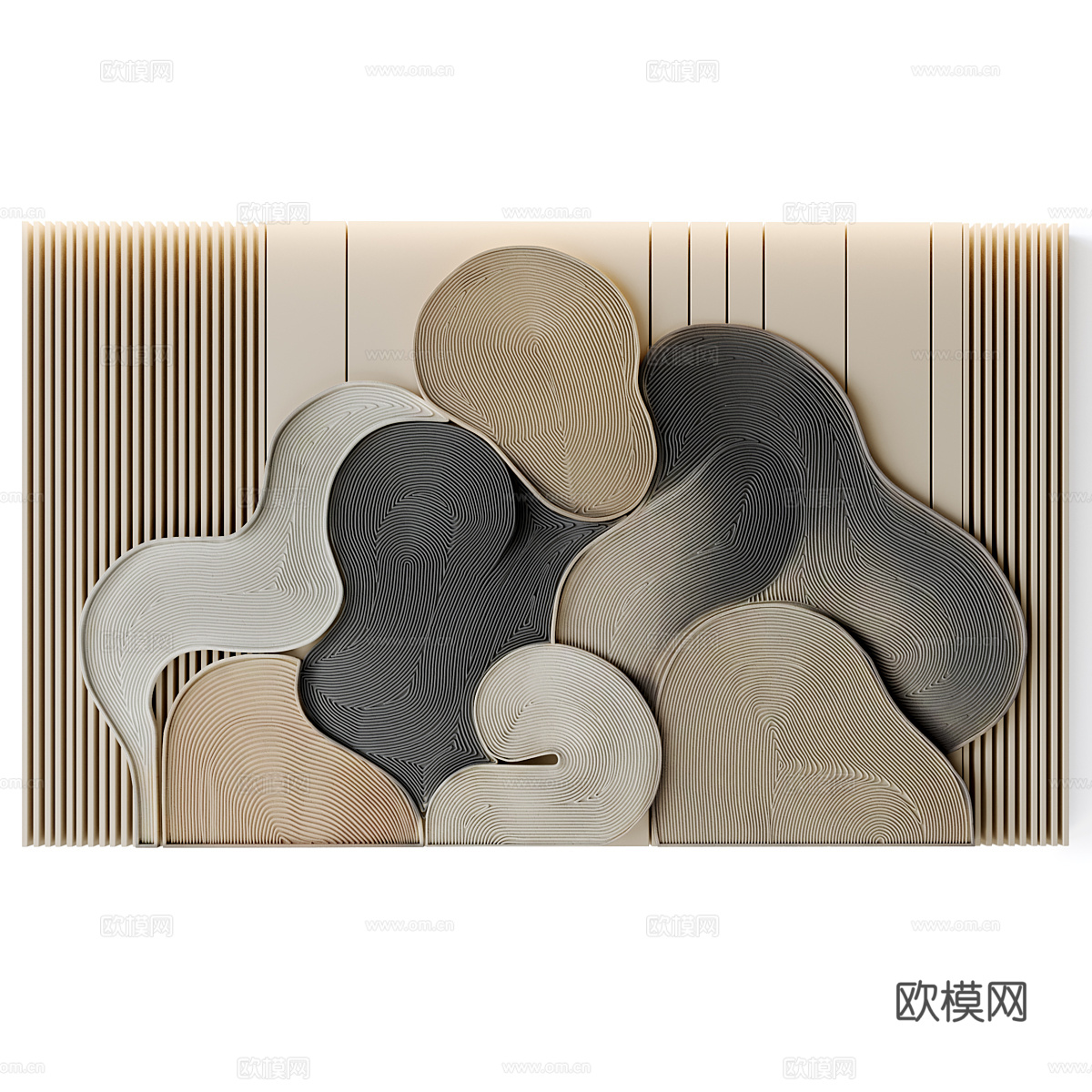 现代侘寂背景墙3d模型