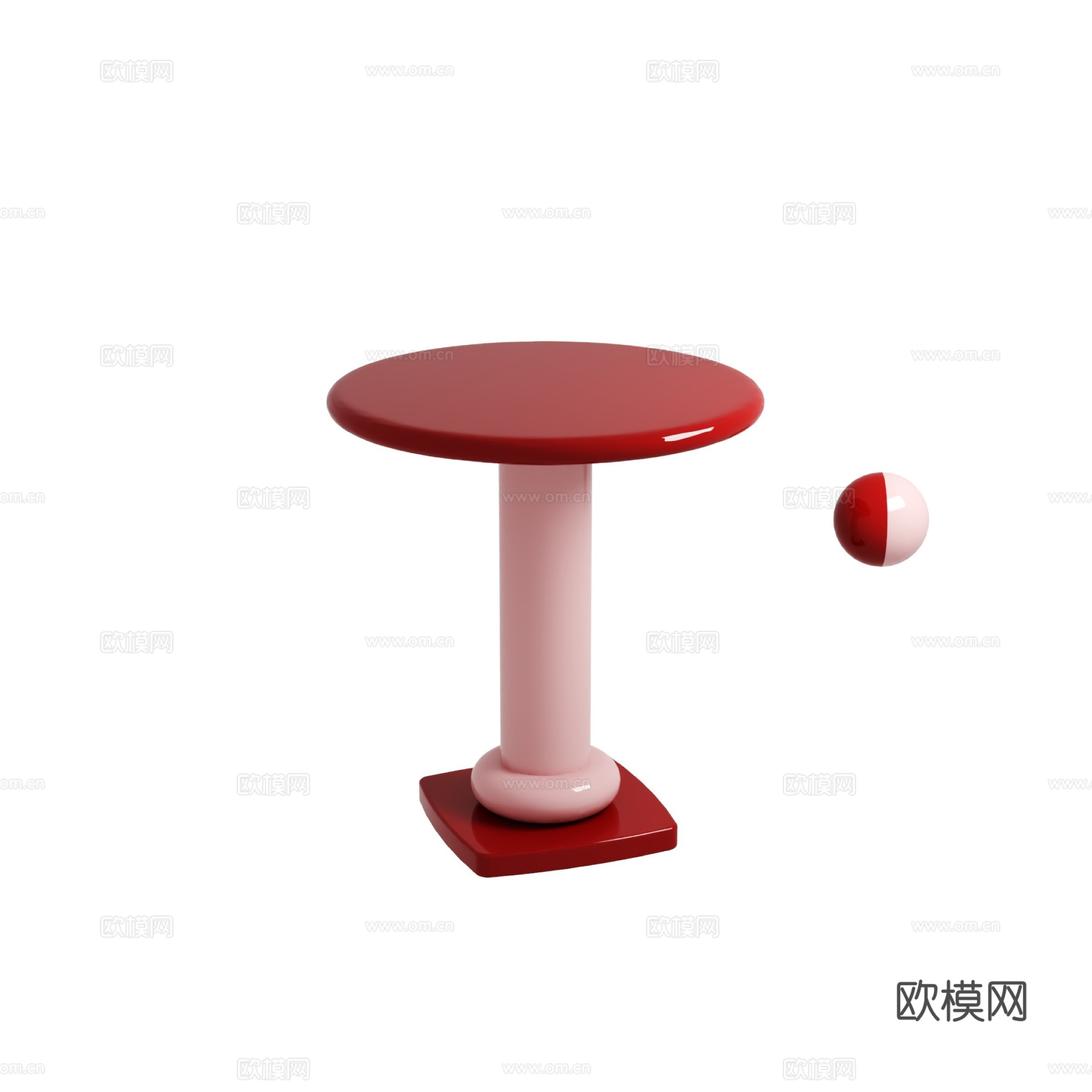 得闲 廊柱边桌 多巴胺3d模型