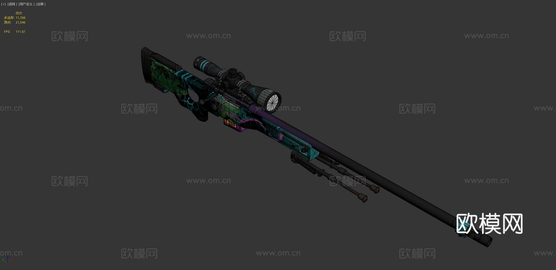 AWP-=致命毒刺=皮肤3d模型