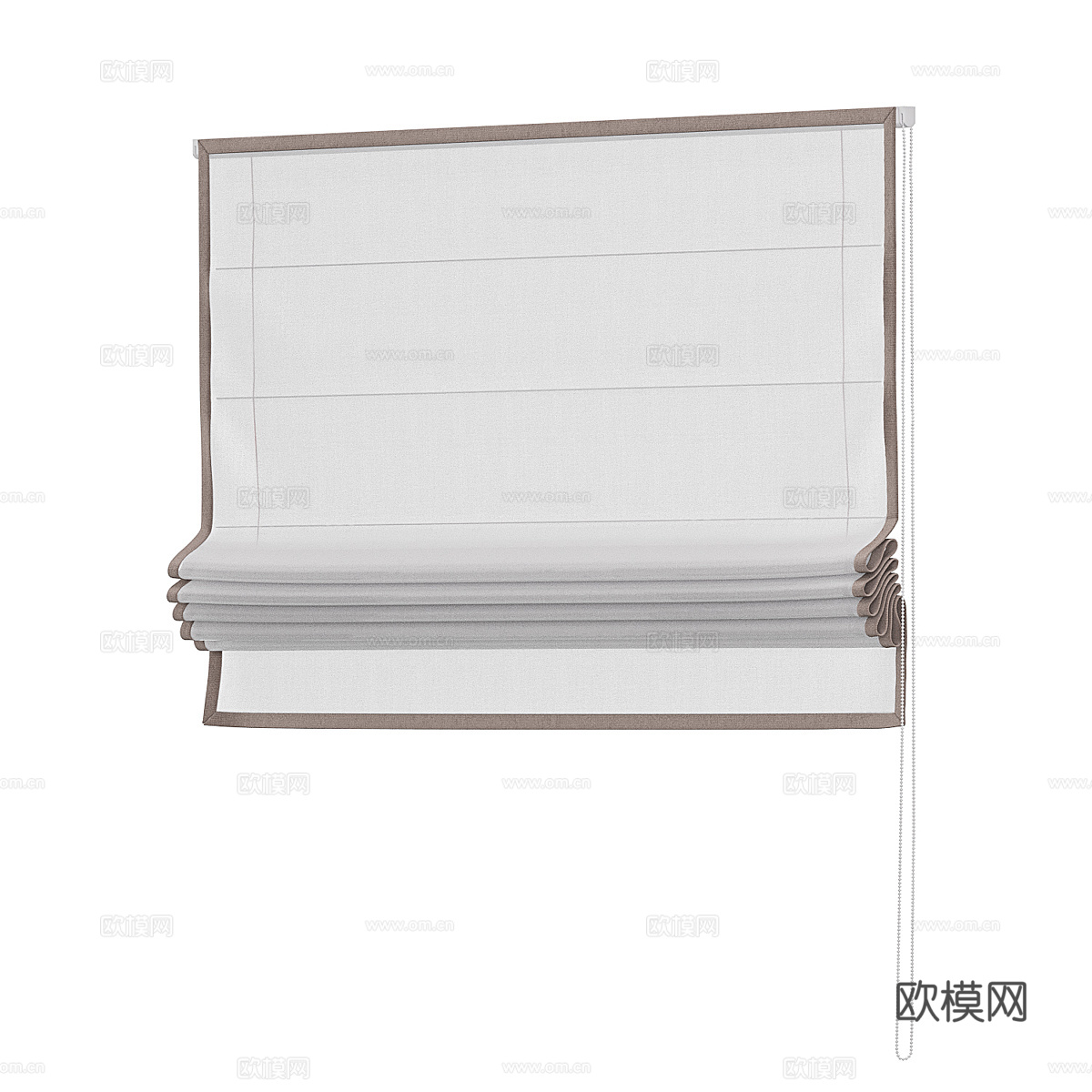 新中式半透明布艺罗马帘3d模型