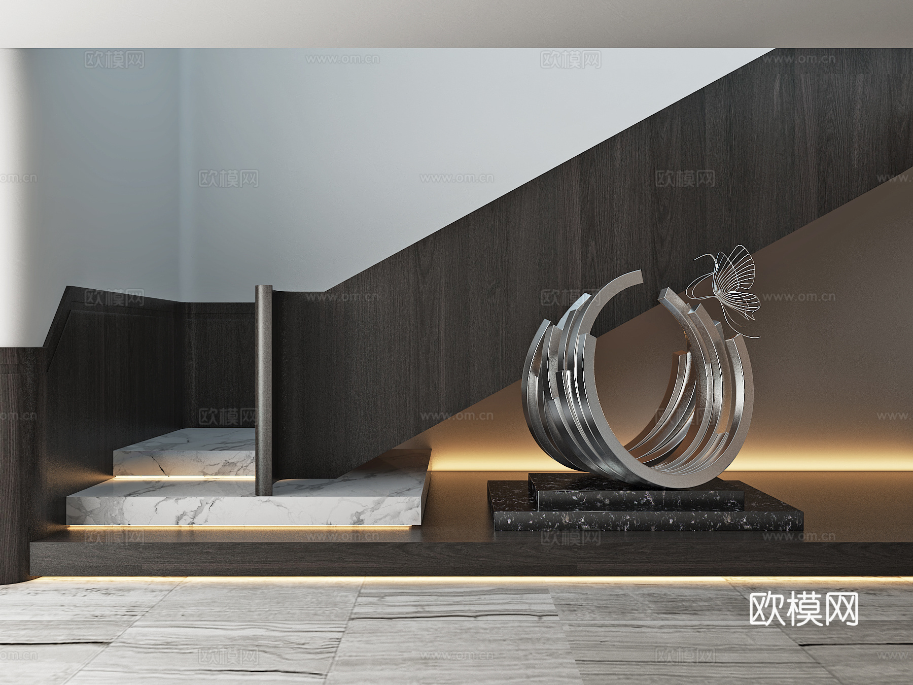 楼梯间美陈 扶手 装置雕塑 造景3d模型