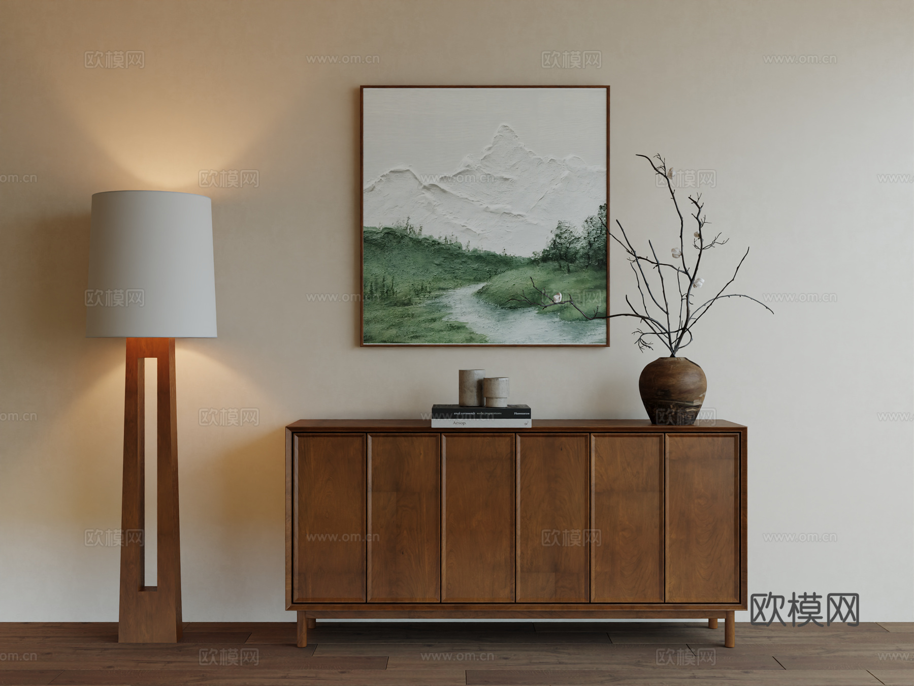 中古侘寂复古高级艺术挂画3d模型