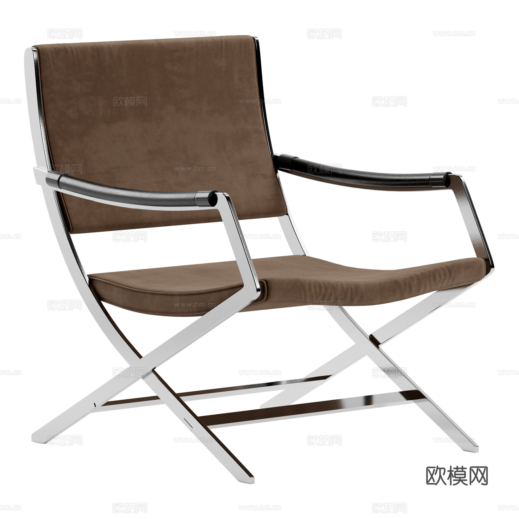 现代意式不锈钢扶手椅3d模型
