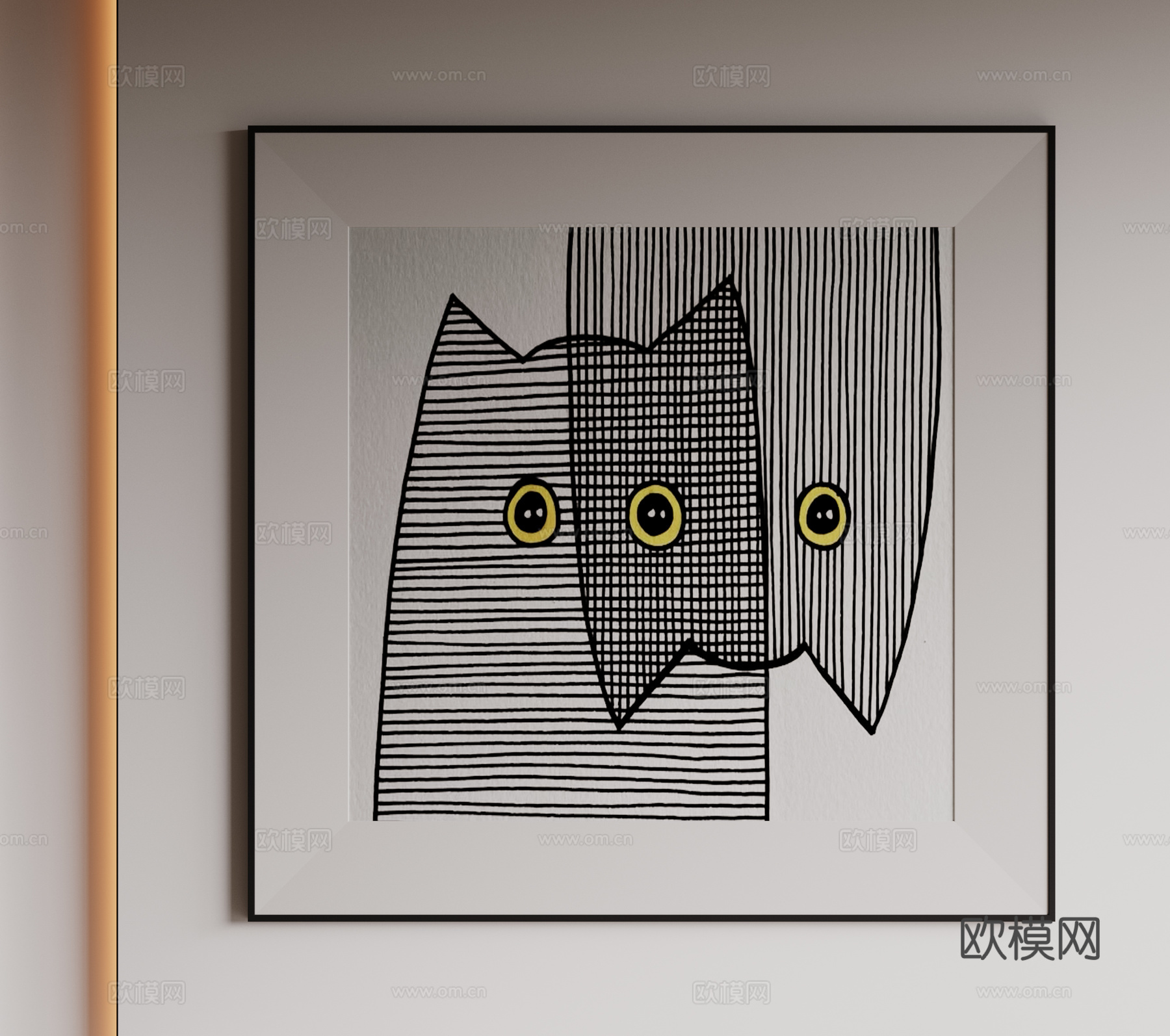 现代极简装饰画 侘寂中古风挂画 奶油风装饰画 意式挂画 黑白su模型