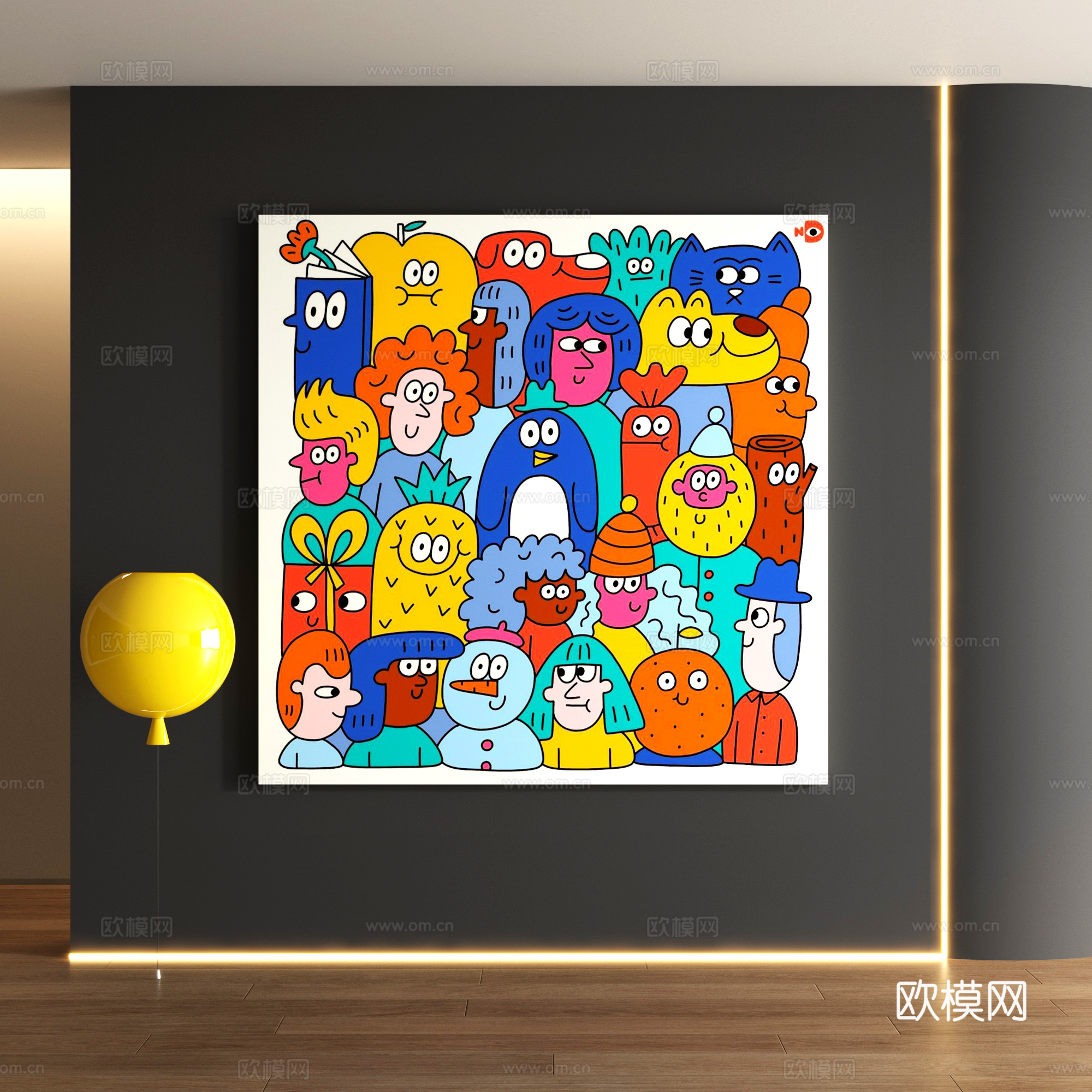 多巴胺装饰画3d模型