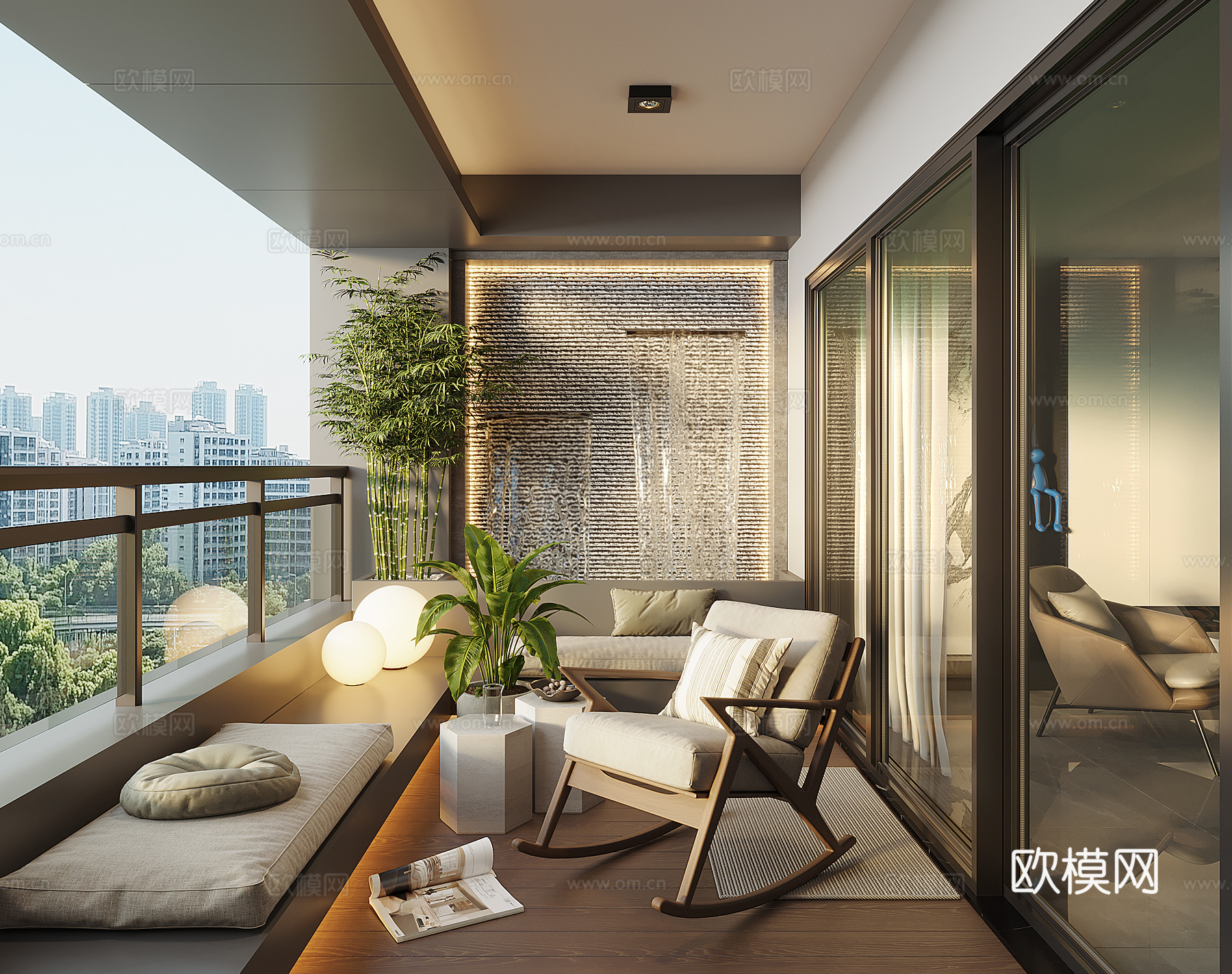 现代阳台花园3d模型