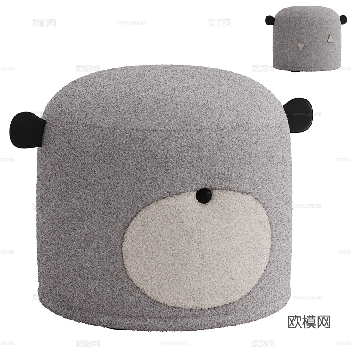 现代奶油风儿童布艺圆凳3d模型
