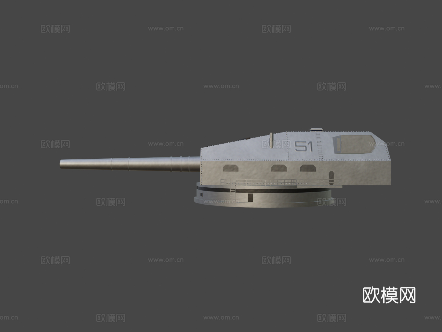 二战德国战舰炮塔3d模型
