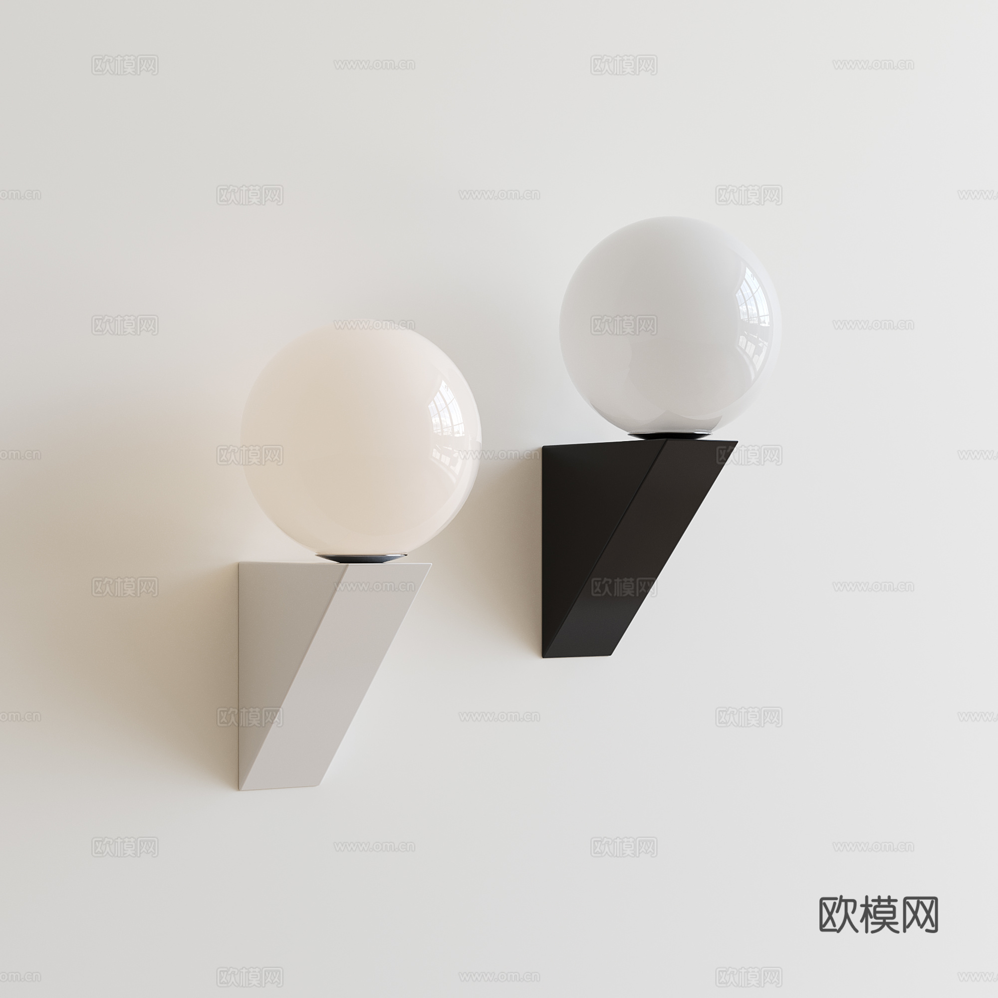 奶油风简约壁灯su模型