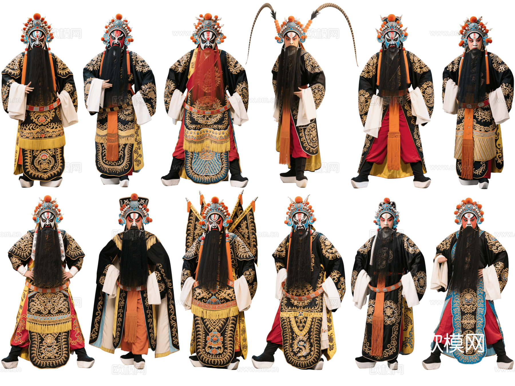 PS免抠京剧人物 生旦净末丑 老生 戏剧角色 地方戏剧 潮剧下载