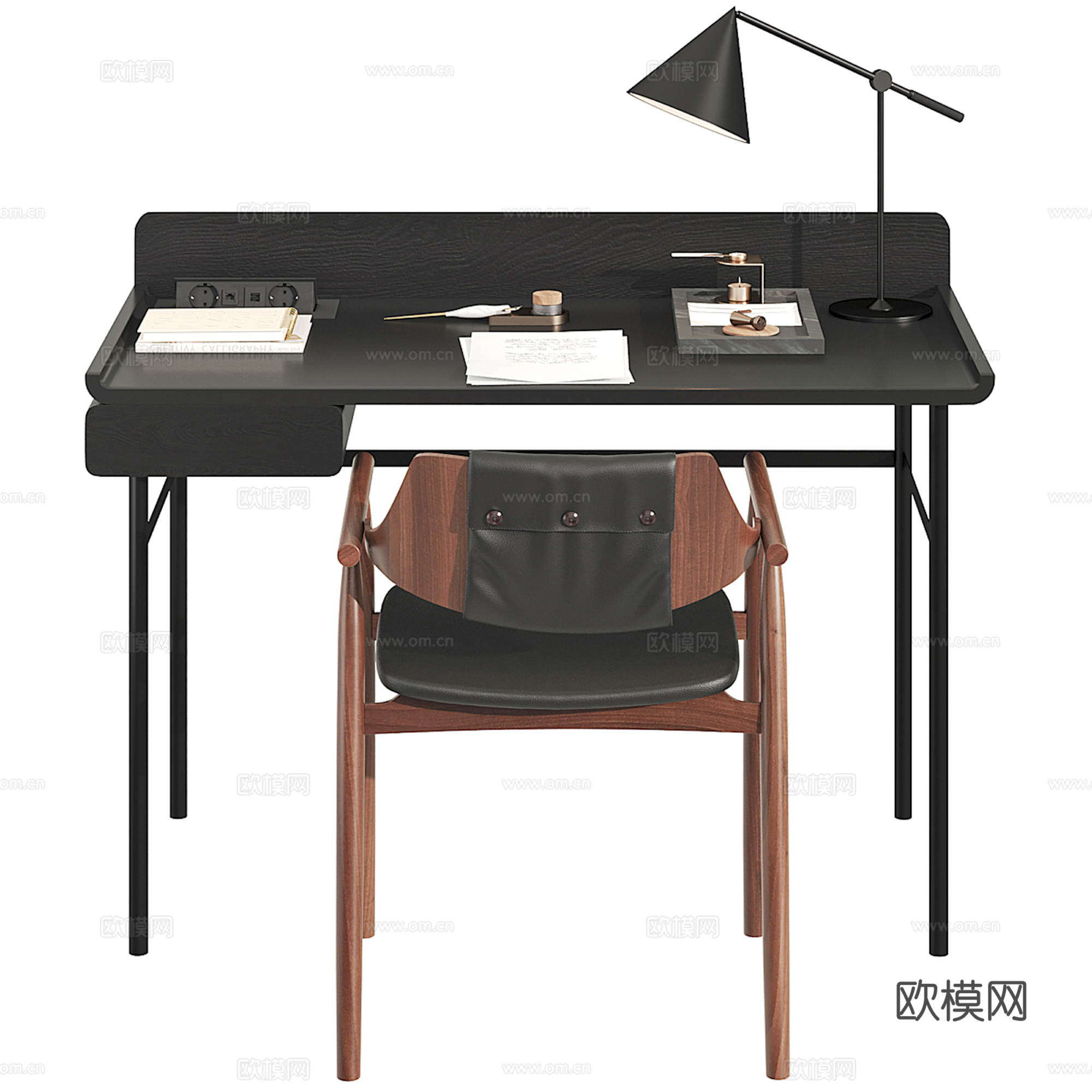 现代书桌椅组合su模型