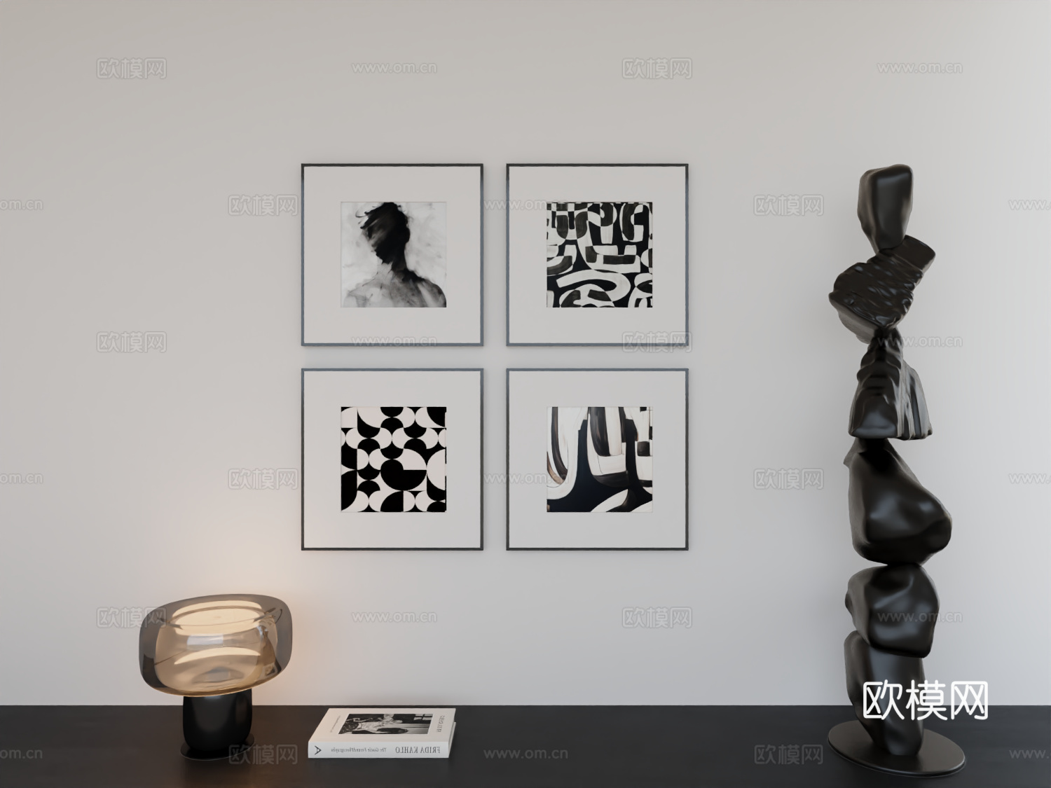 现代简约挂画极简阵列挂画3d模型