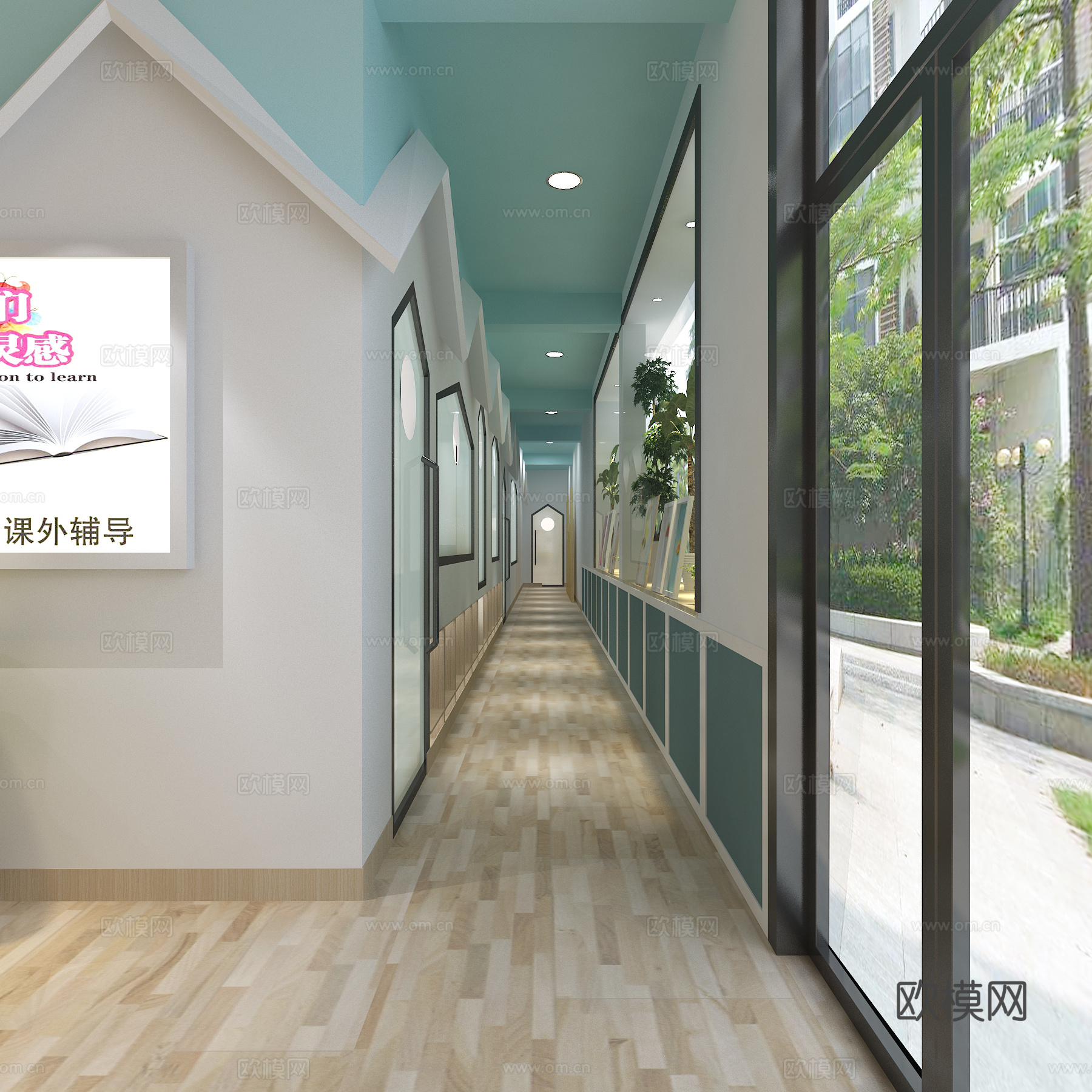 现代艺术培训机构教育中心 大厅 走廊 钢琴教室3d模型