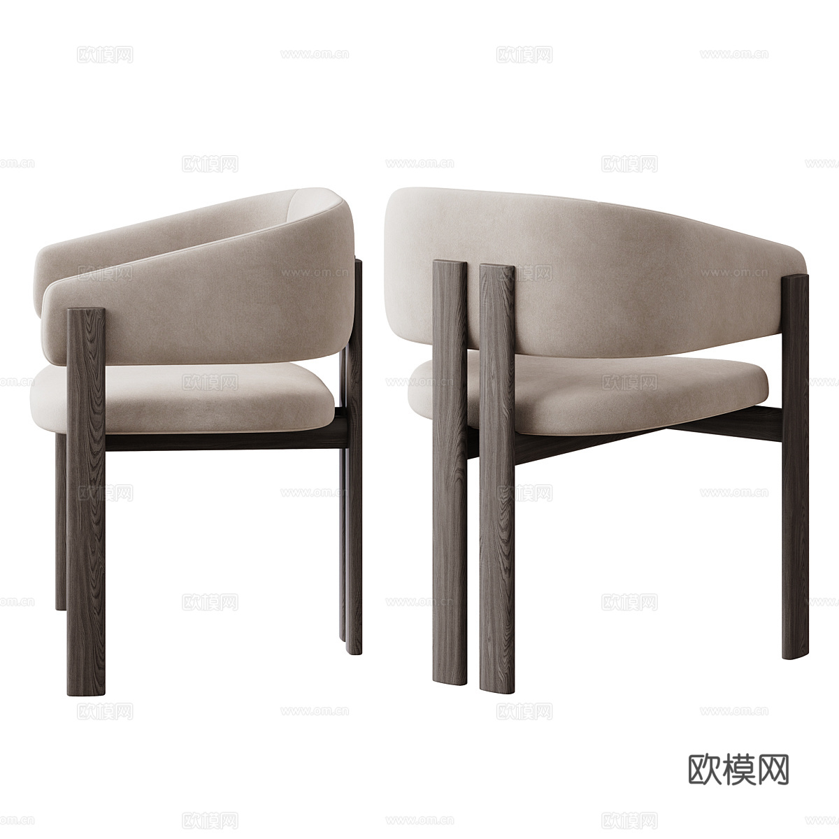 新中式布艺餐椅3d模型