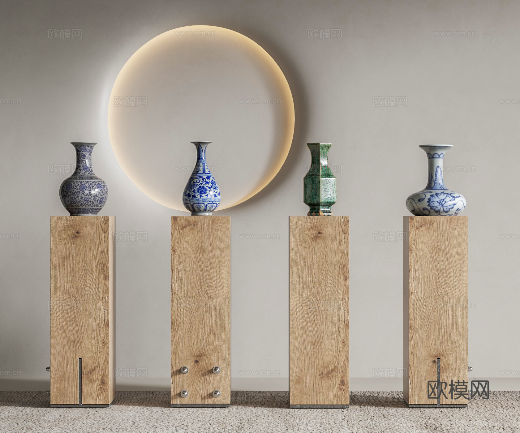 新中式瓷器摆件 青花瓷花瓶 陶瓷花瓶 瓷罐 瓷瓶花瓶3d模型