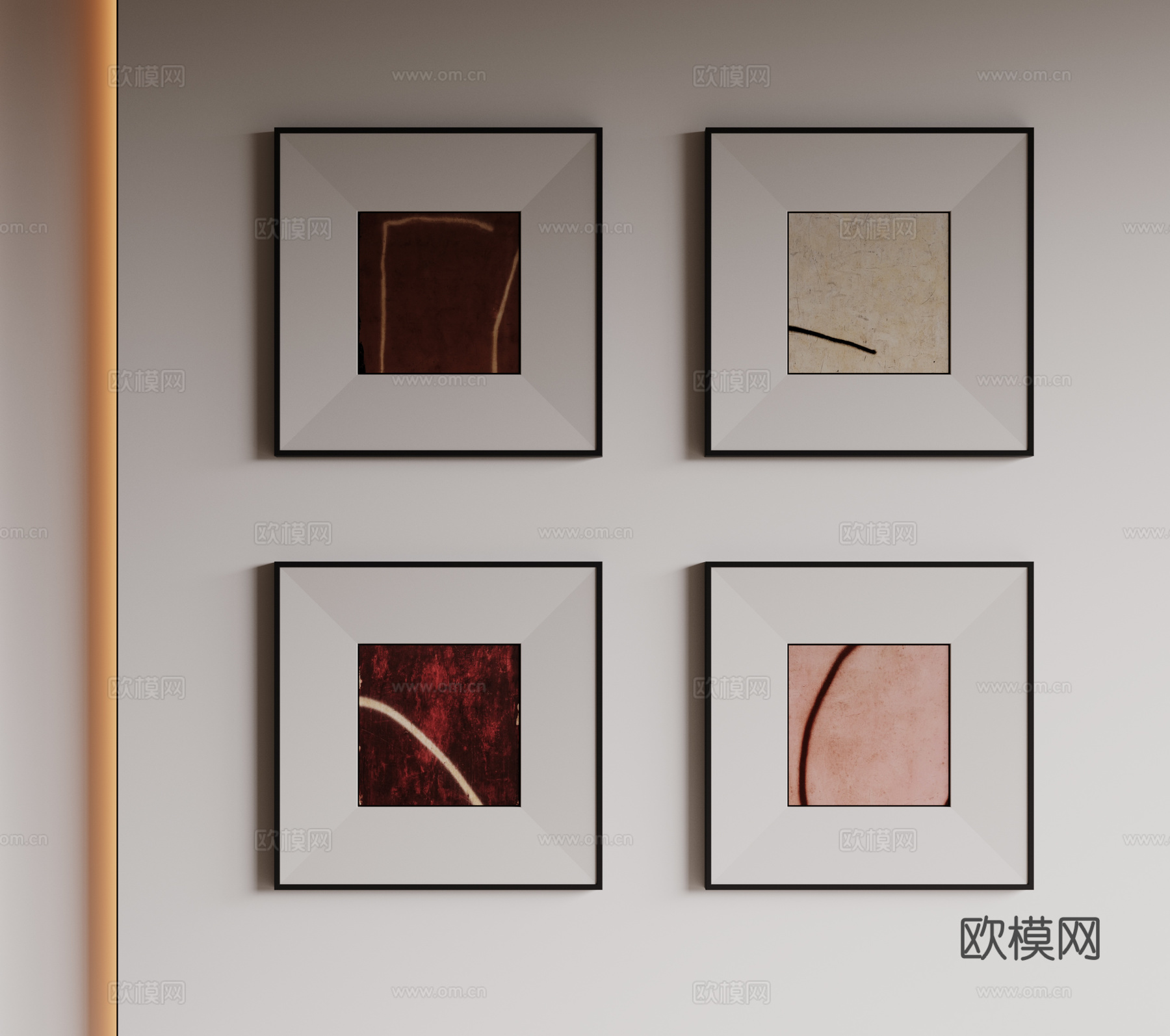 现代极简装饰画 侘寂中古风挂画 奶油风装饰画 意式挂画 黑白su模型