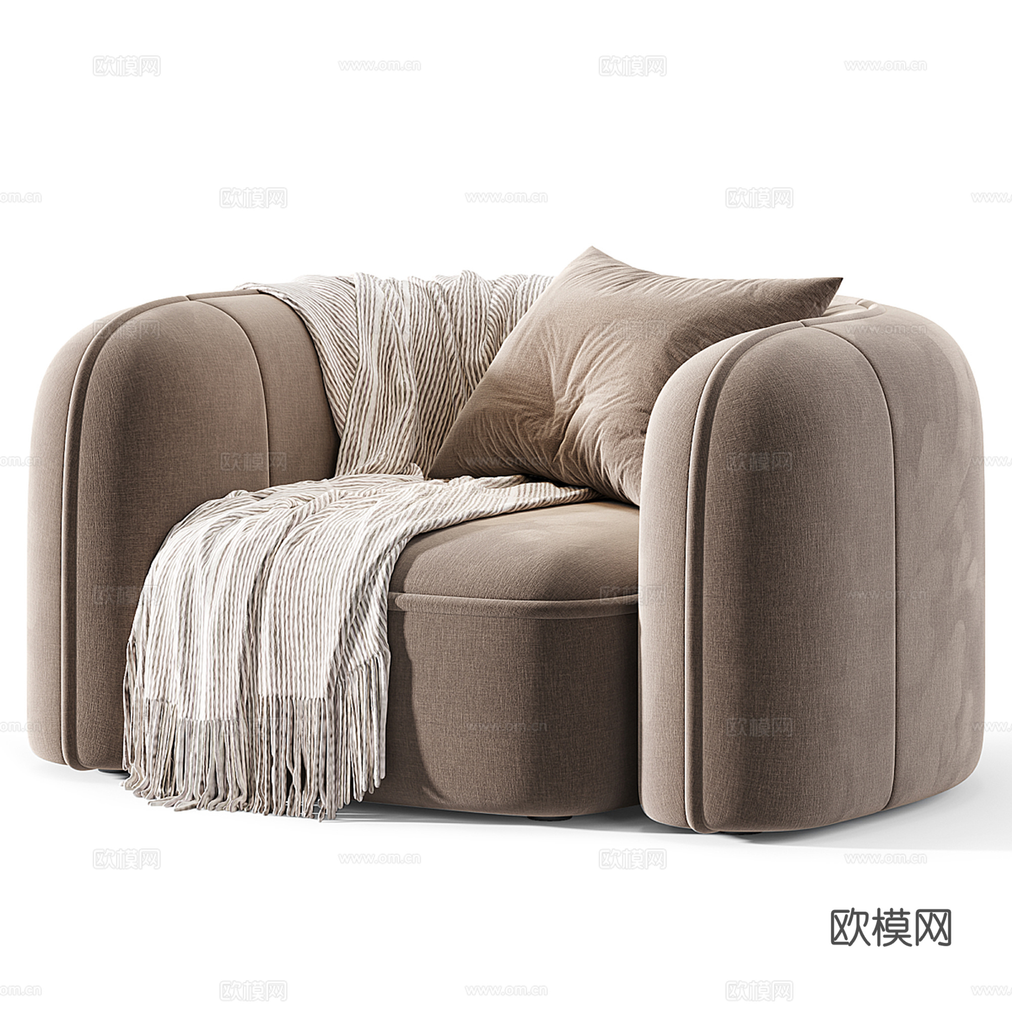 现代轻奢单人沙发su模型