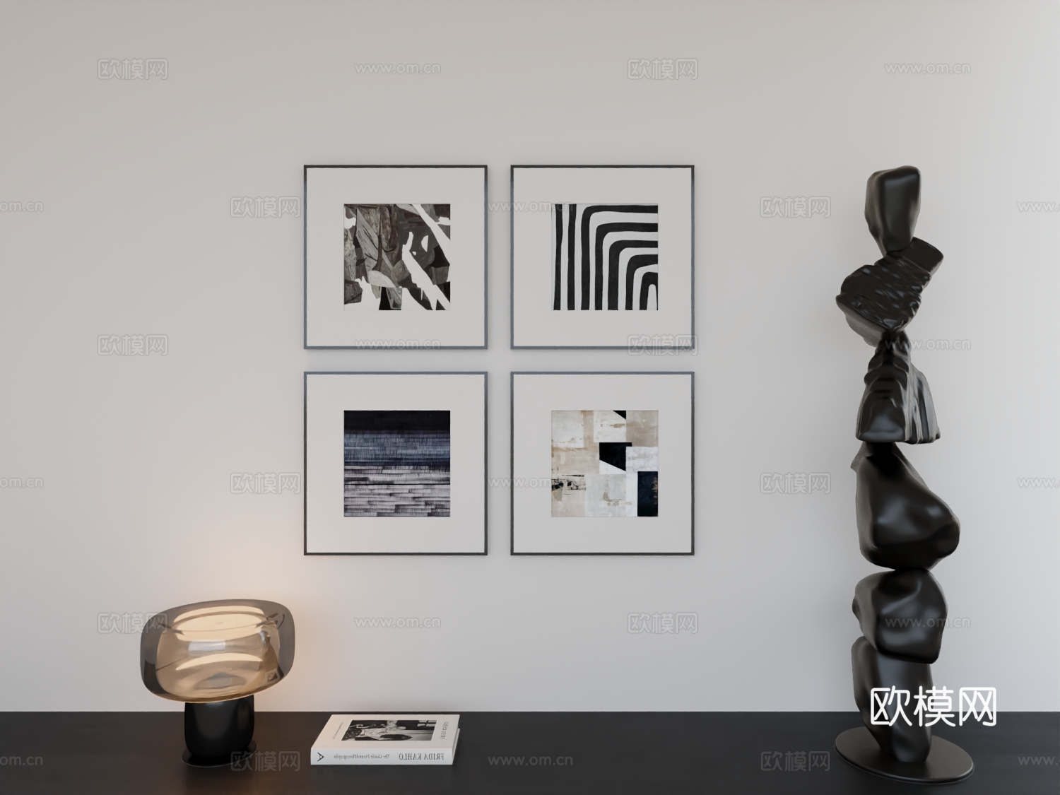 现代简约挂画极简阵列挂画3d模型