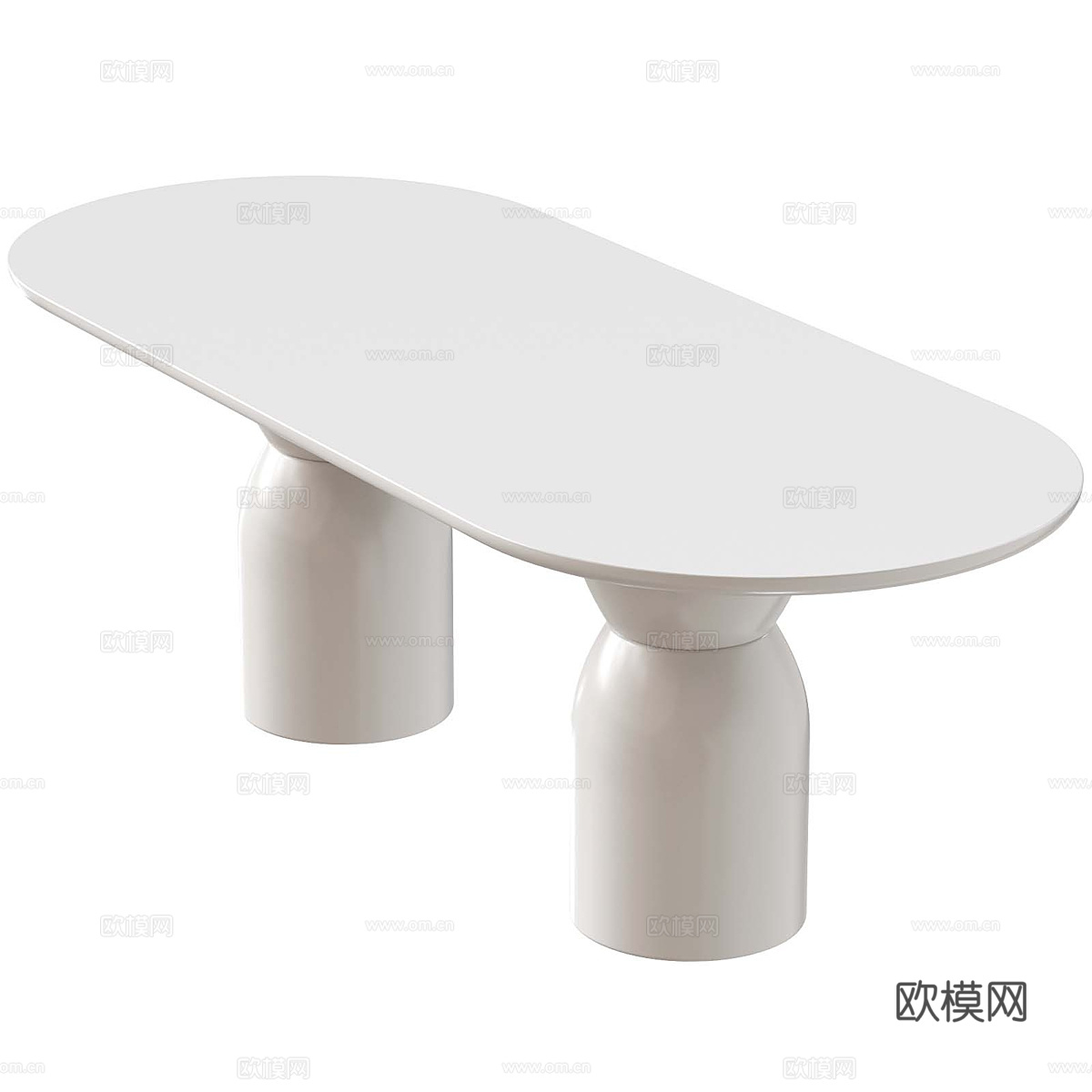 现代奶油风椭圆餐桌3d模型