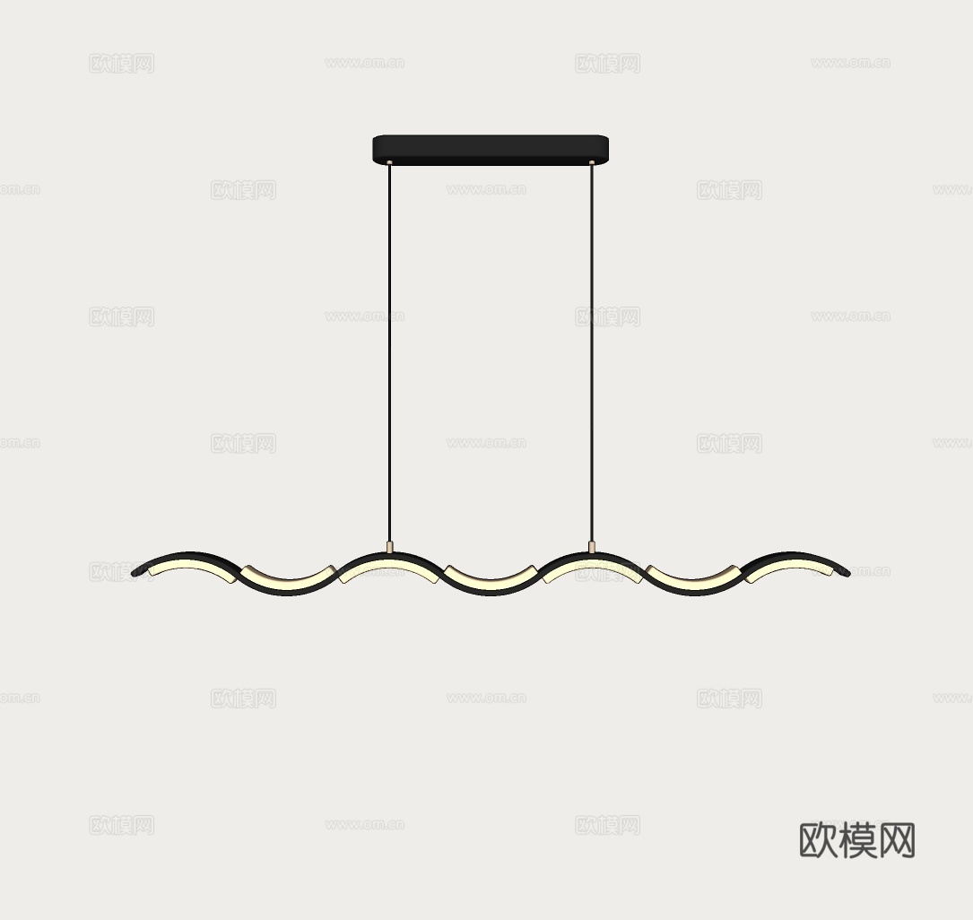 现代餐厅吊灯 简约长条吊灯 吧台一字吊灯 轻奢长条吊灯su模型