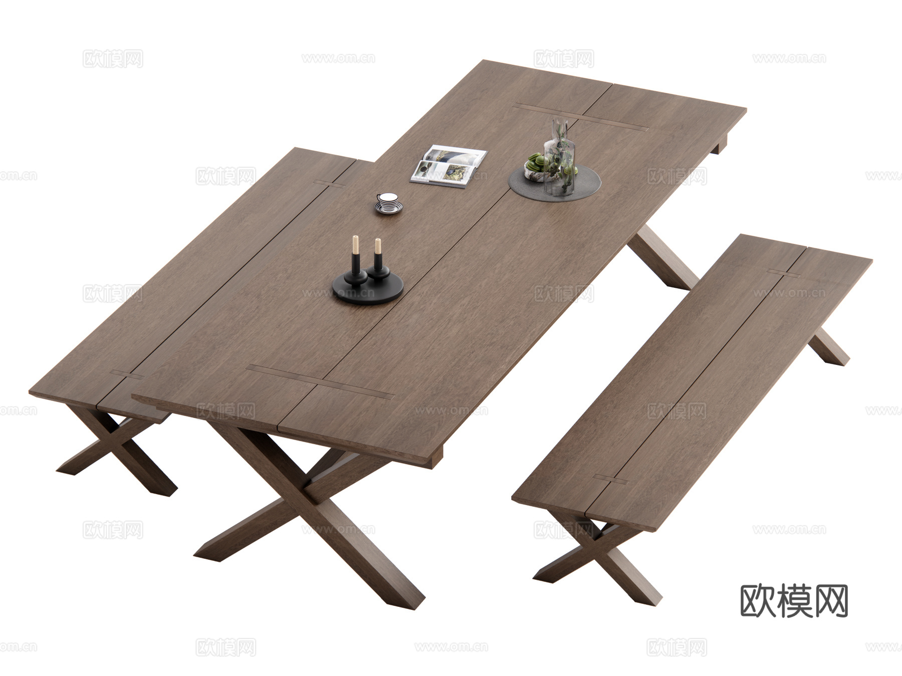 现代户外家具 餐桌椅su模型