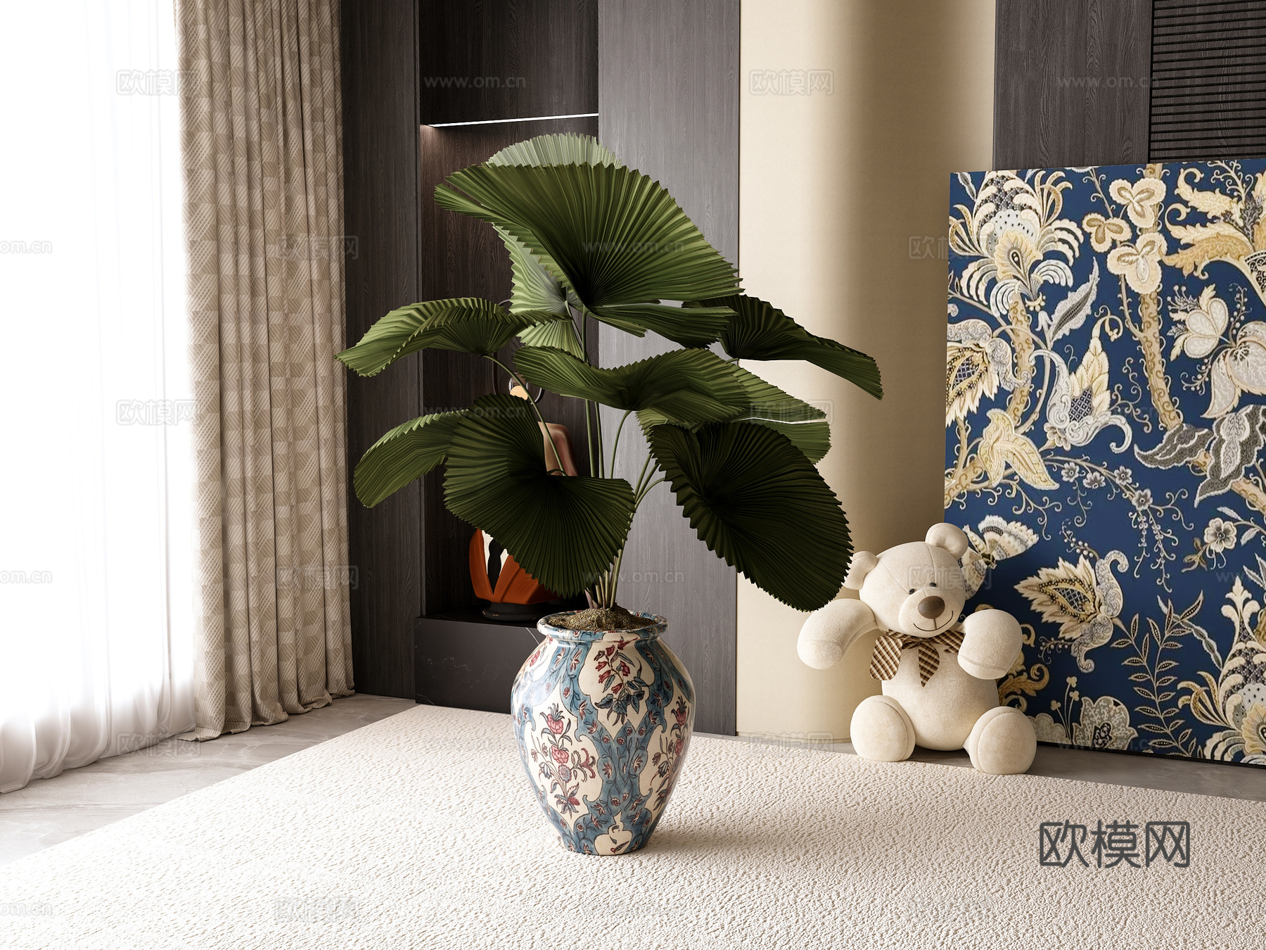 简欧绿植盆栽3d模型下载