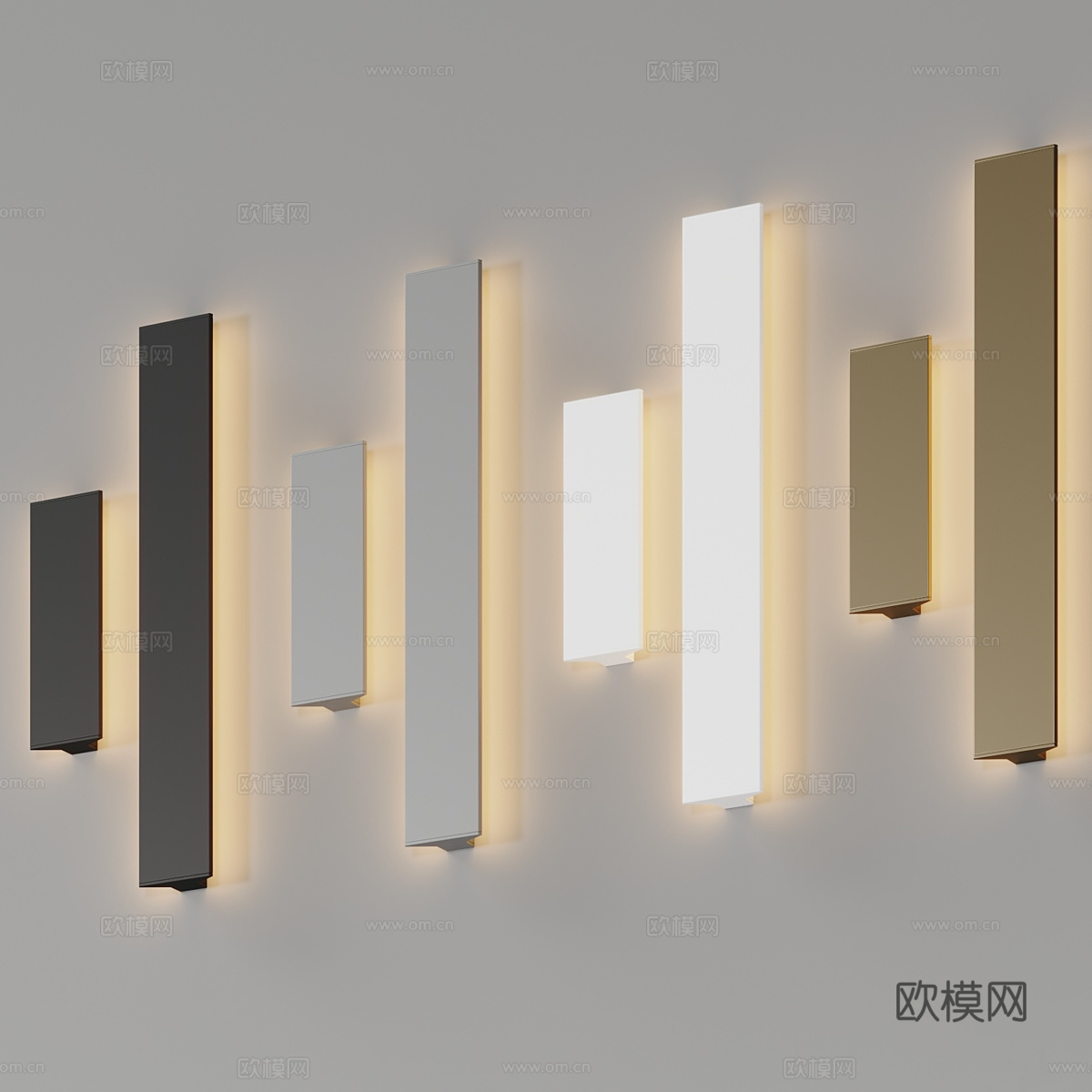 现代意式极简金属长条壁灯3d模型