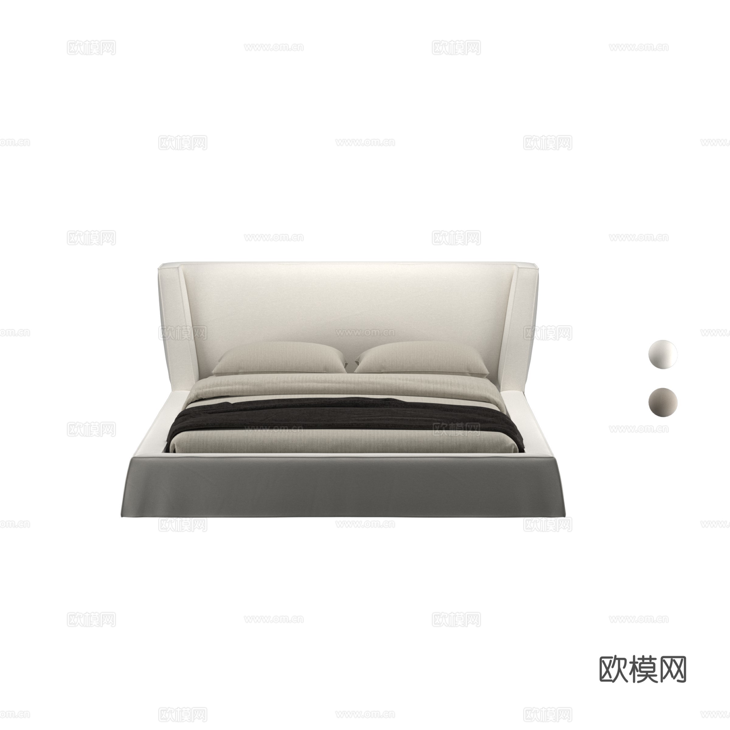 得闲 方尊床 双人床3d模型