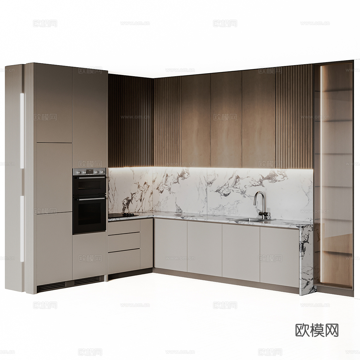 现代意式极简橱柜3d模型
