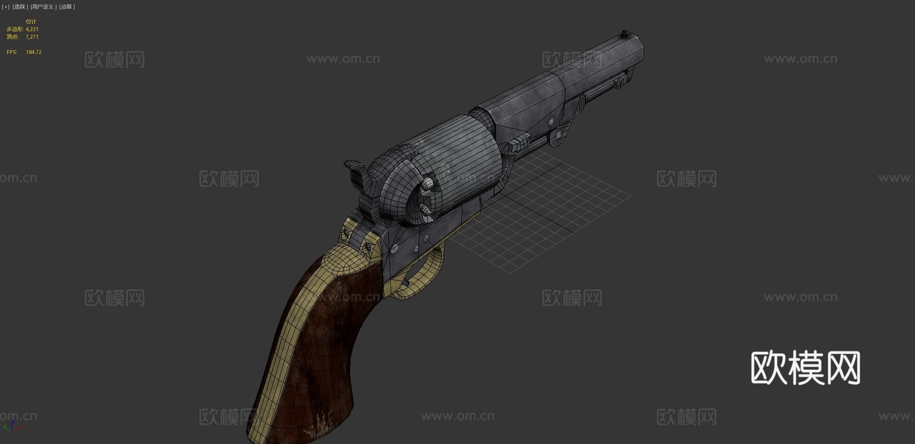 柯尔特1849袖珍左轮3d模型