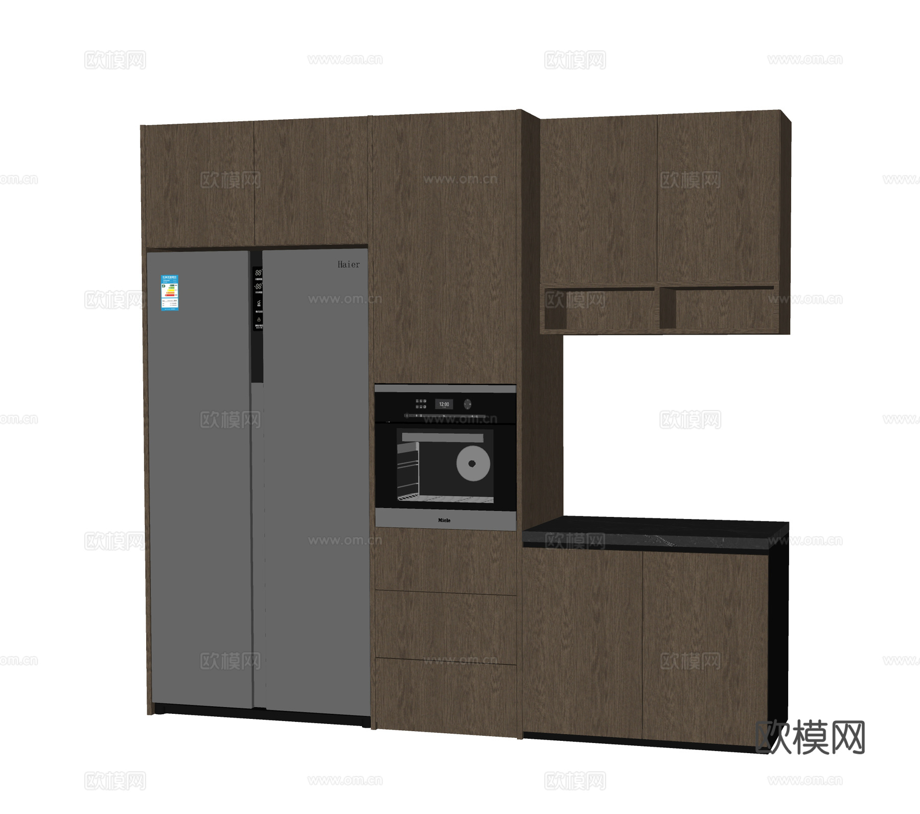 现代冰箱柜 冰箱 餐边柜su模型