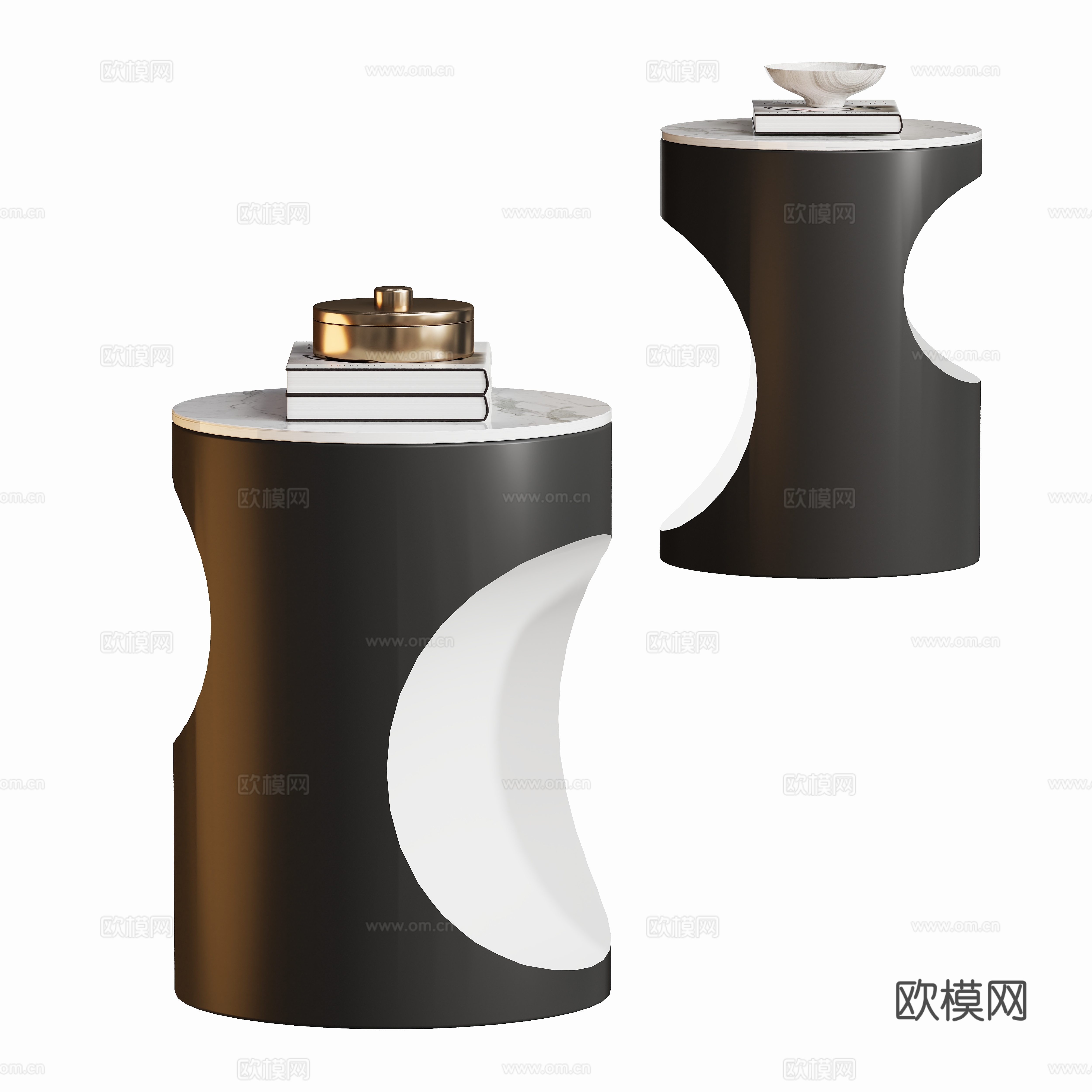 现代圆形茶几角几边几su模型