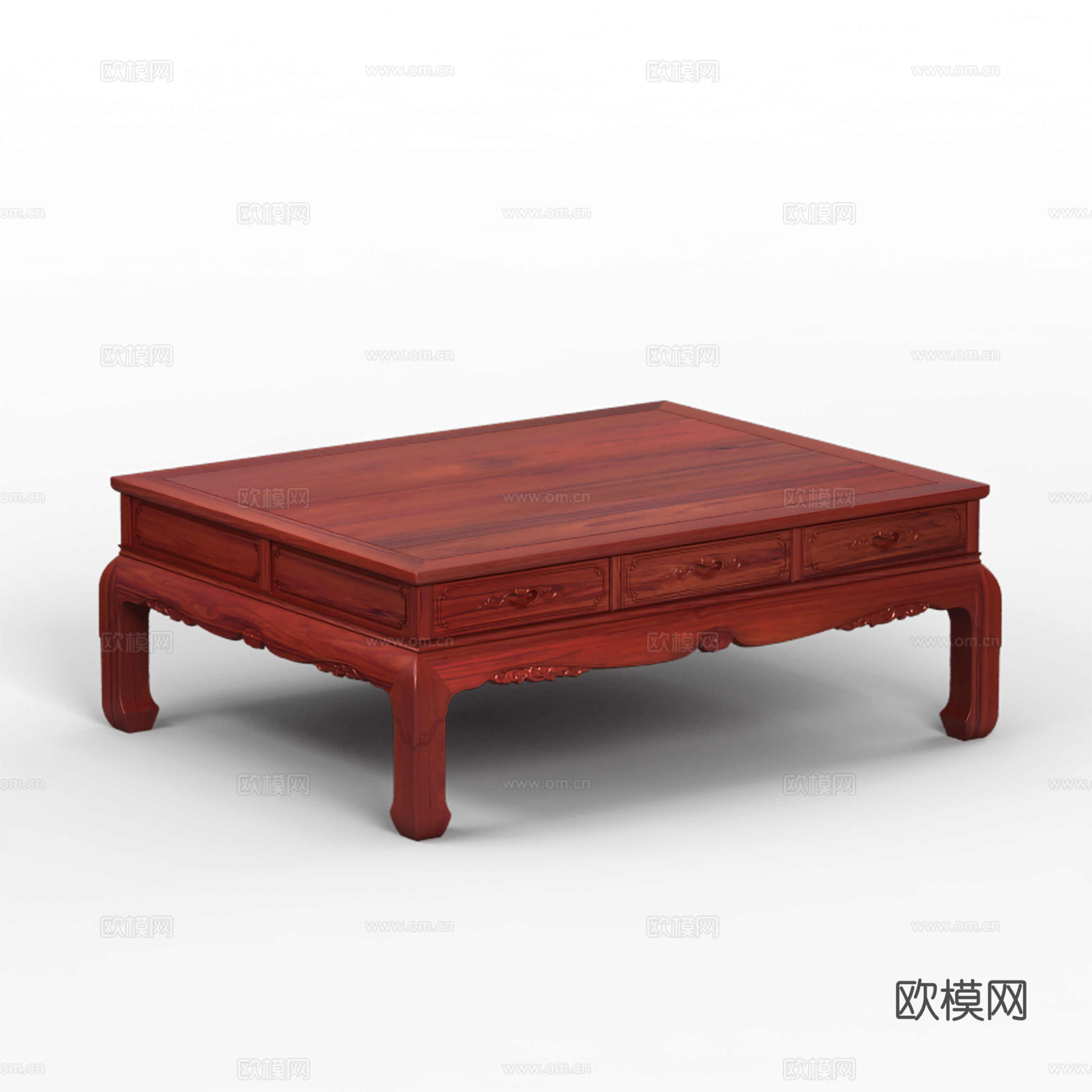 中式客厅茶几 雕花柜门 实木红木3d模型