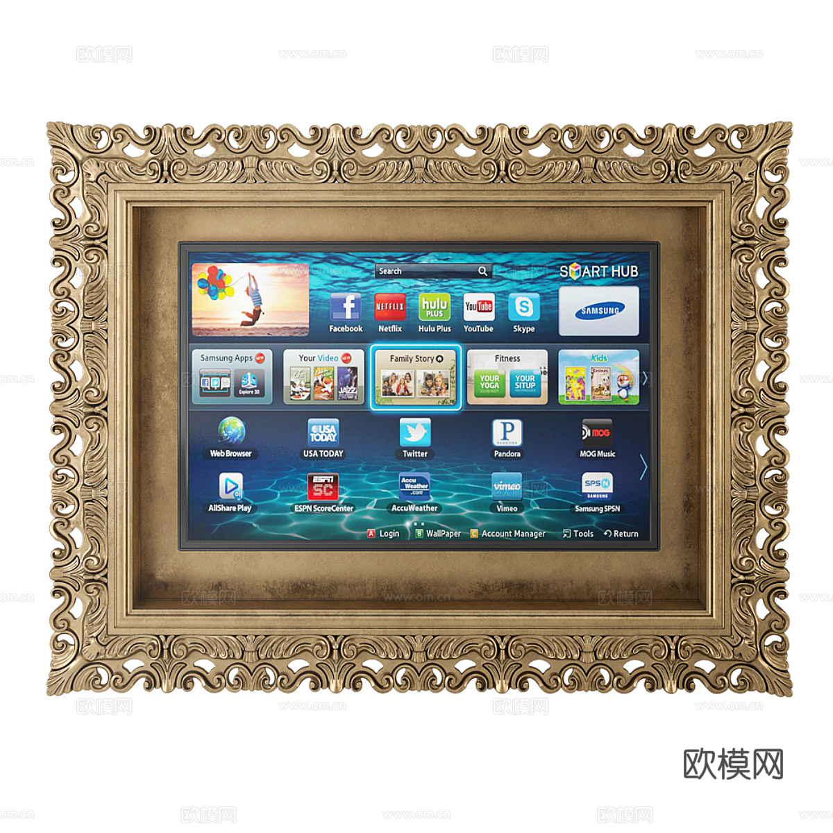法式欧式电视框架3d模型