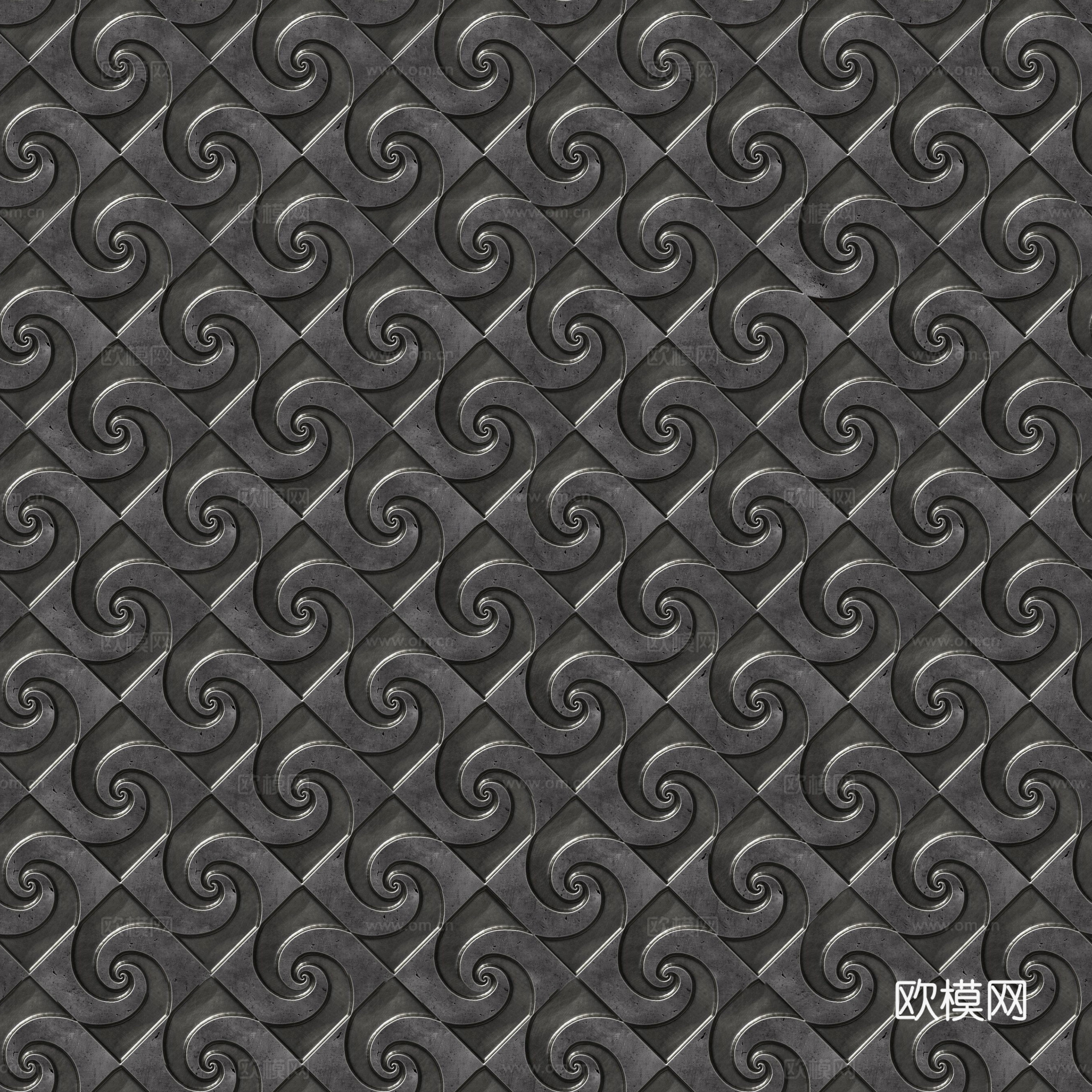 无缝黑色花纹板金属贴图