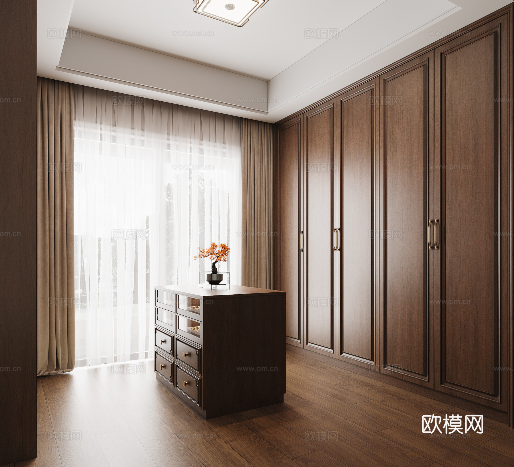 新中式衣帽间su模型