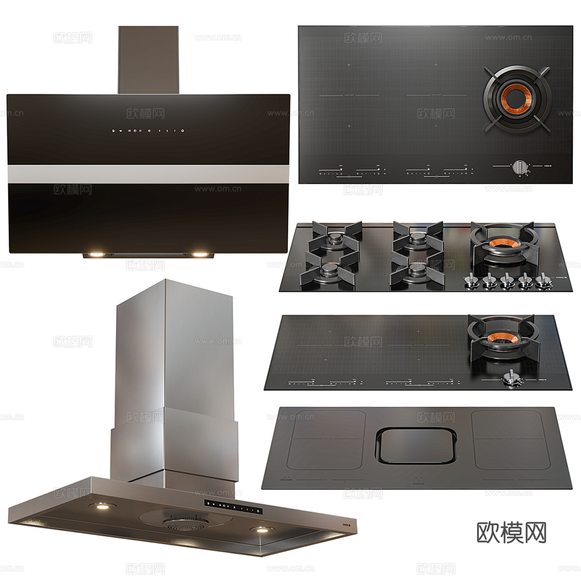 现代厨房器具 厨房灶具 燃气灶su模型