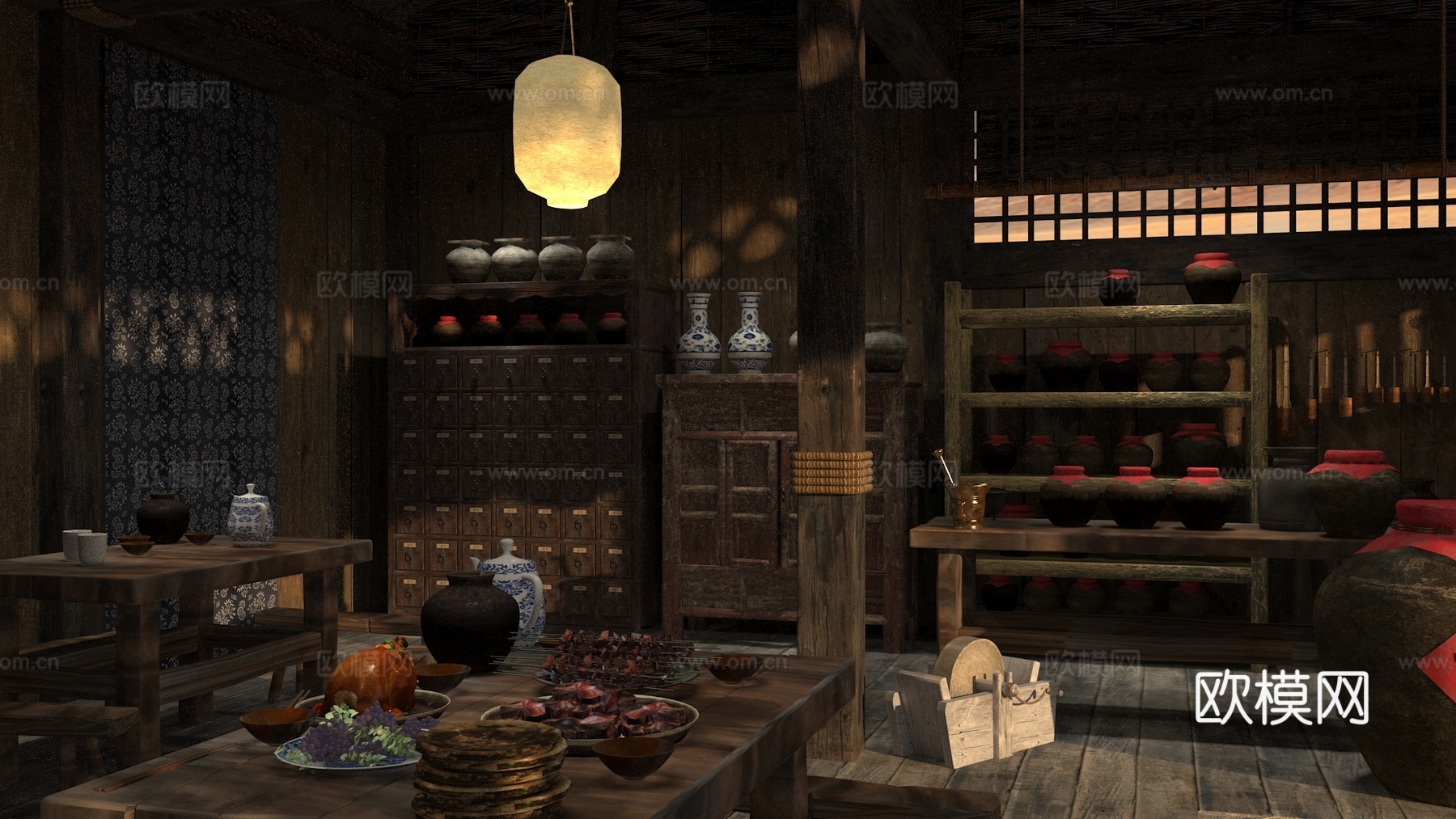 老房子茅草屋酒馆3d模型